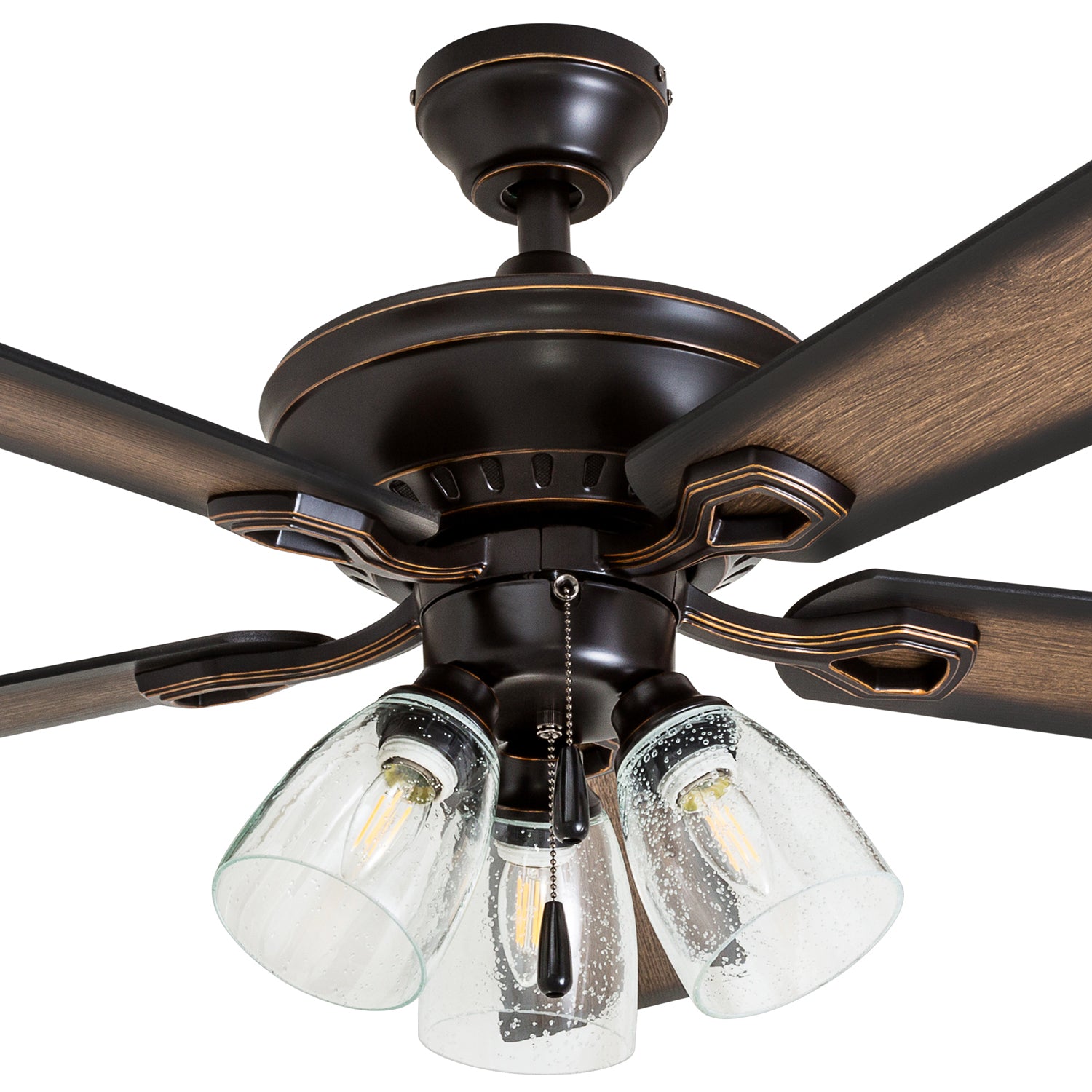 52 Inch Glenmont Oil Rubbed Bronze Ceiling Fan with Pull Chain - Perfect for Living Room, Bedroom, and Outdoor Patio Cooling