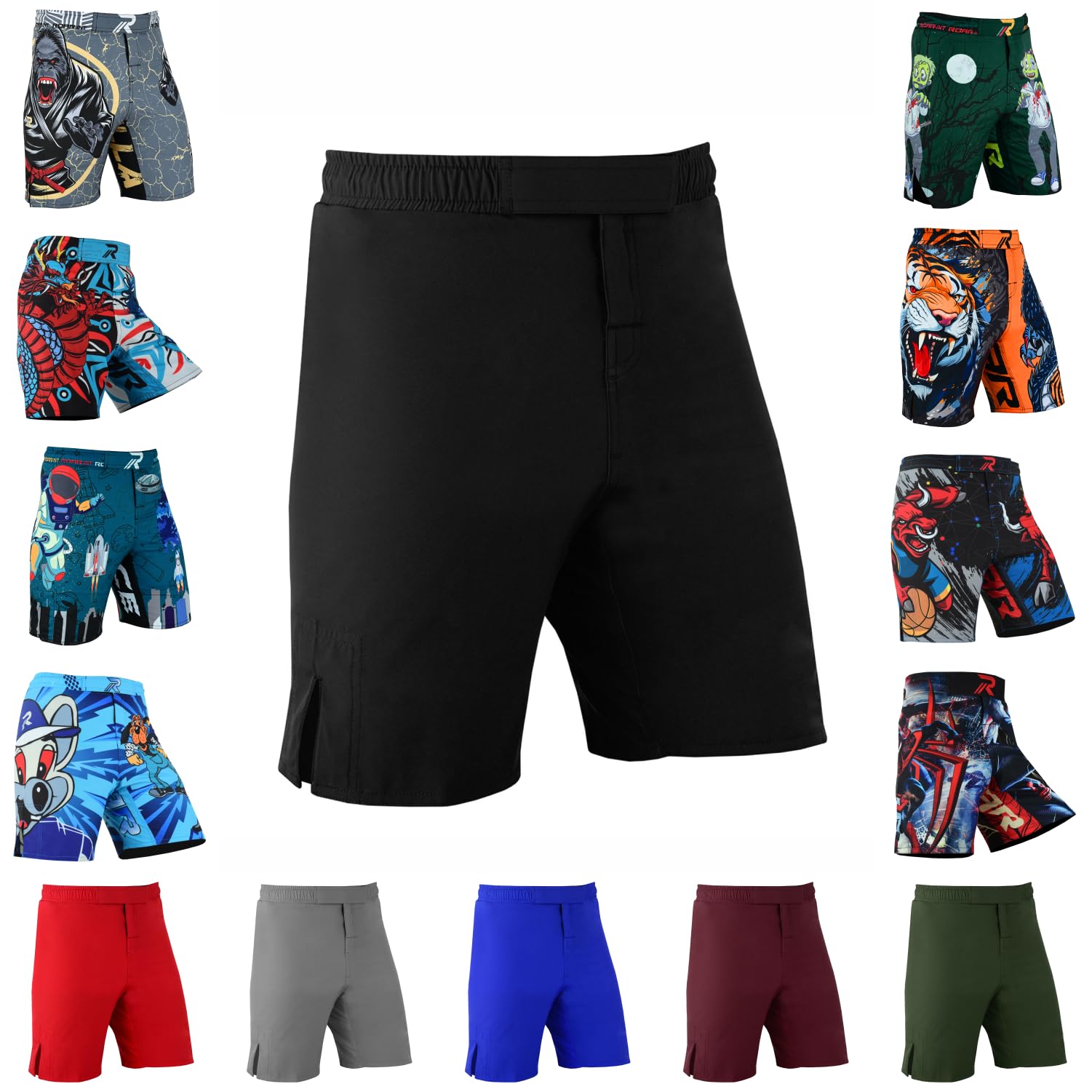 ROAR-INT Kids MMA Shorts - Breathable BJJ Grappling Shorts for Boys & Girls, Kickboxing Muay Thai Boxing Training Gym Workout Shorts - Perfect for Martial Arts Classes & Competition