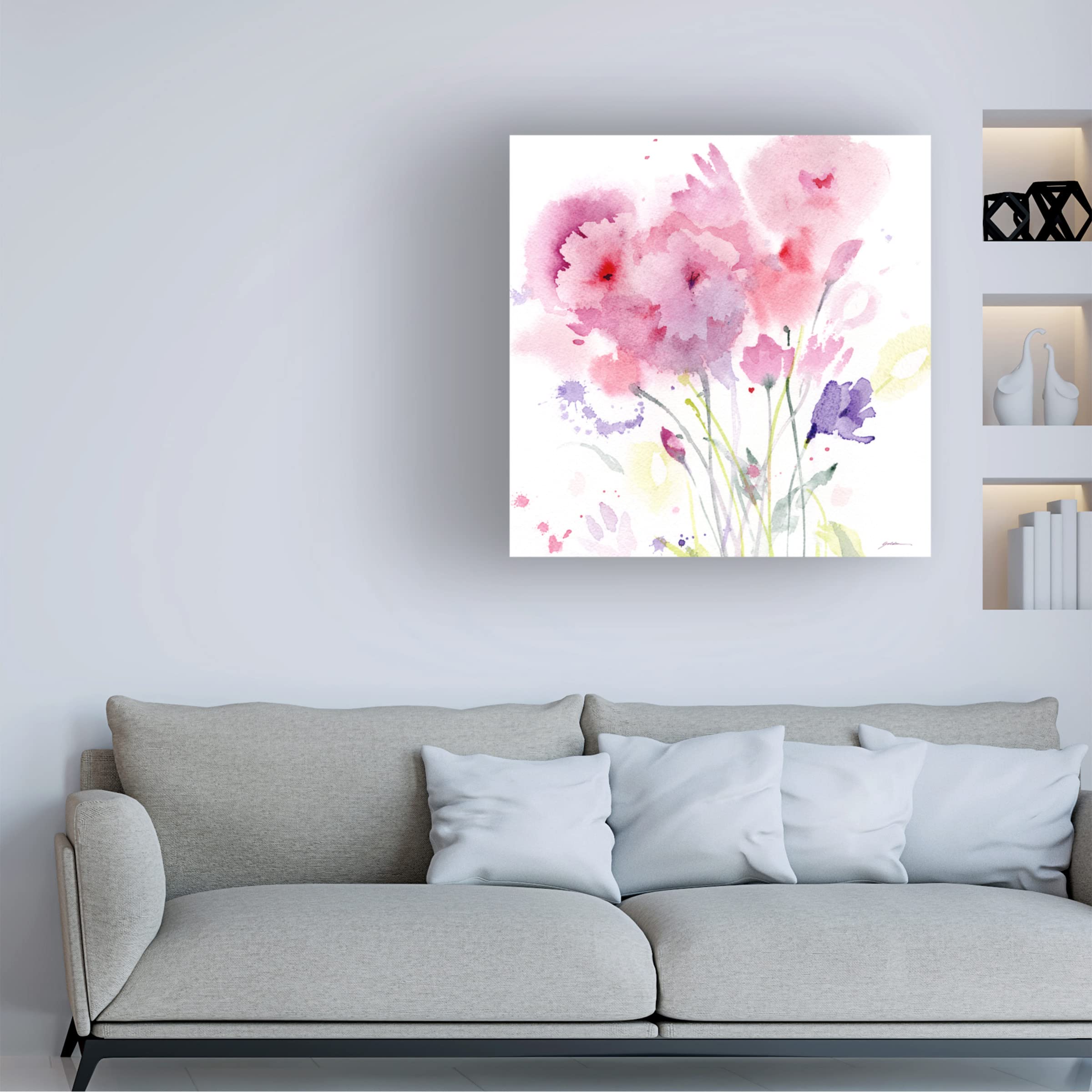 Trademark Fine Art 'Blush Garden' Floral Canvas Wall Art by Sheila Golden - Perfect for Living Room, Bedroom & Office Decor