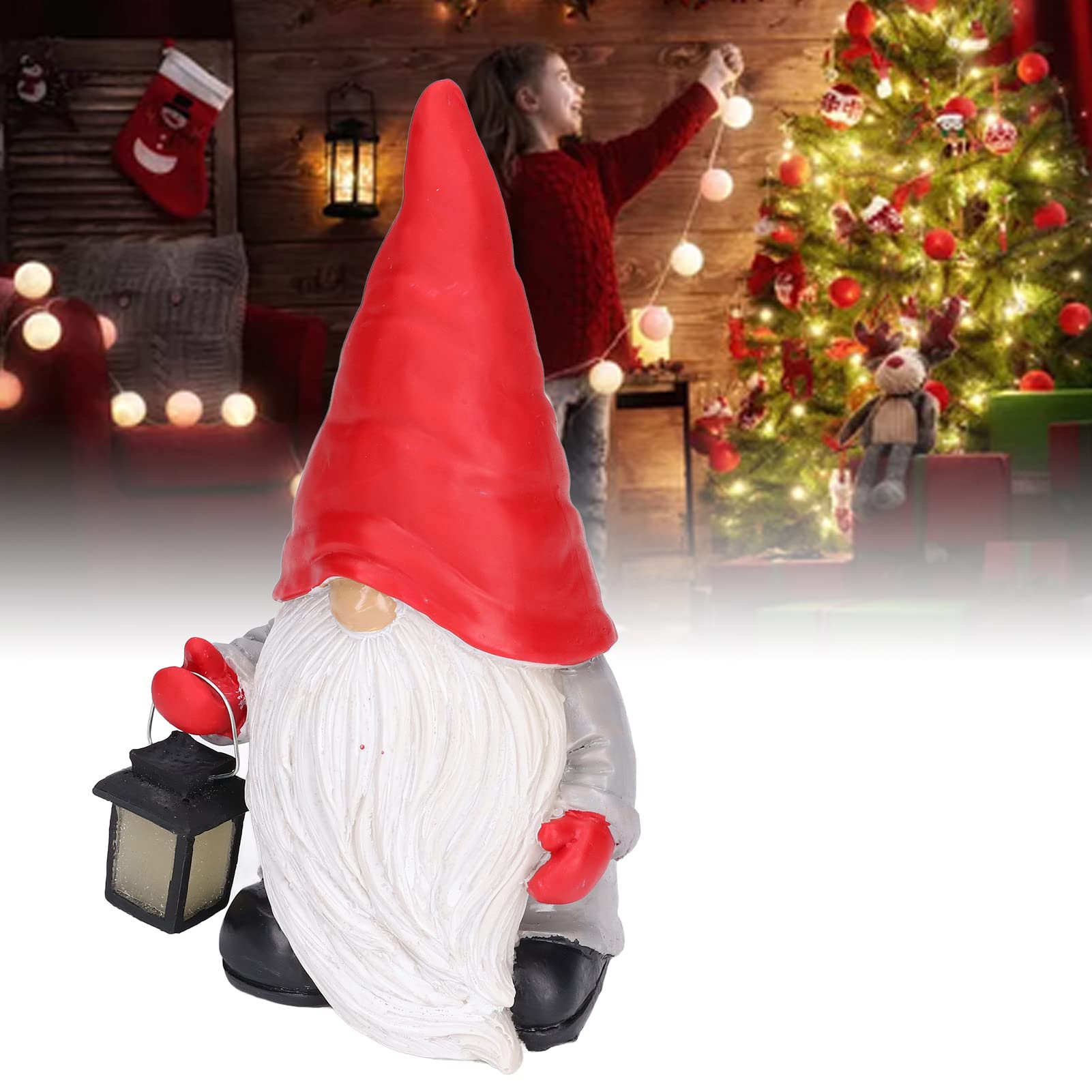 Solar LED Lighted Resin Gnome Statue - Outdoor Garden Decor for Courtyard, Lawn, Patio | Waterproof Fairy Garden Ornament with Solar Lights for Yard, Desktop, Home Decor