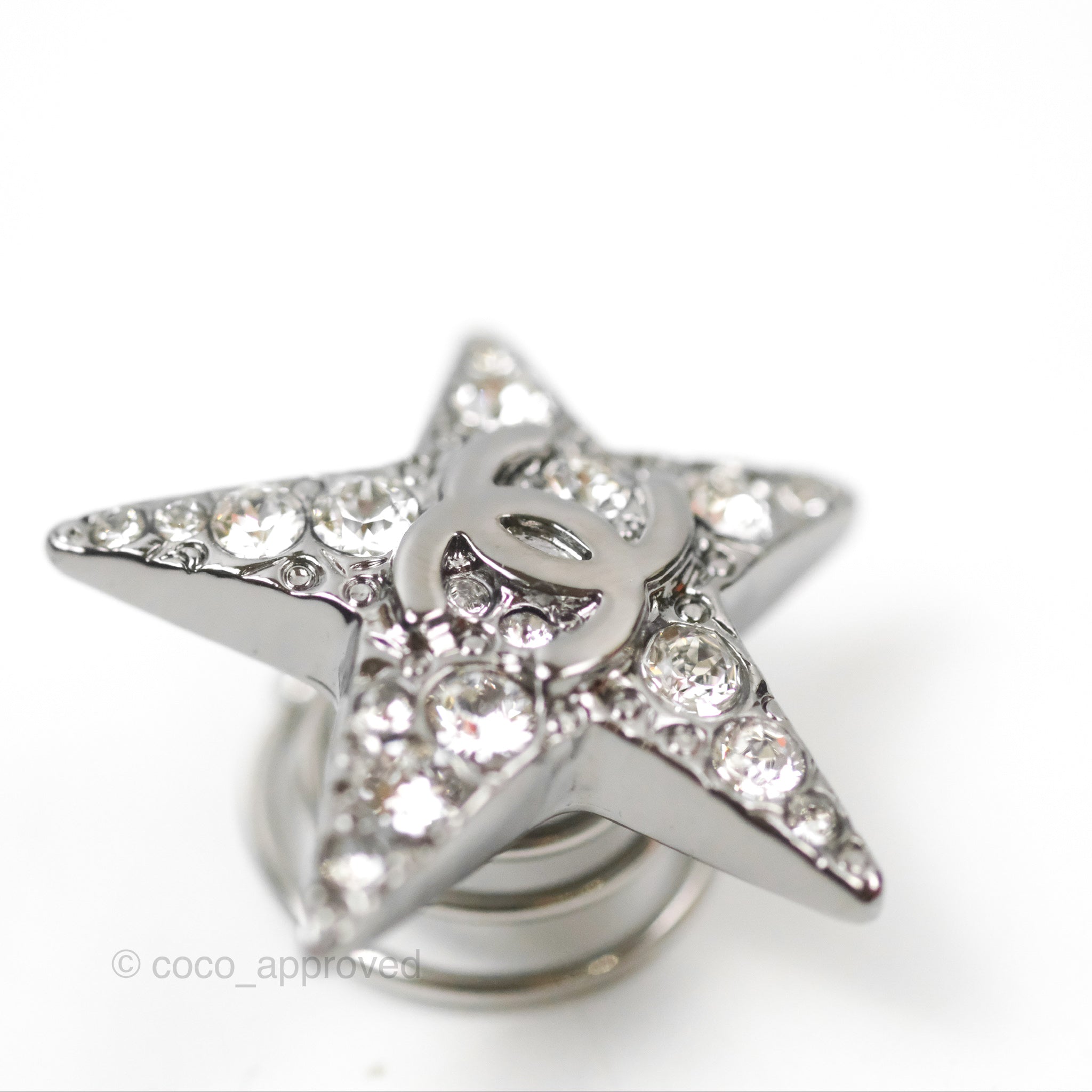 Chanel CC Crystal Star Hair Clip Gun Metal 22C - Elegant Hair Accessory for Parties, Weddings & Special Occasions