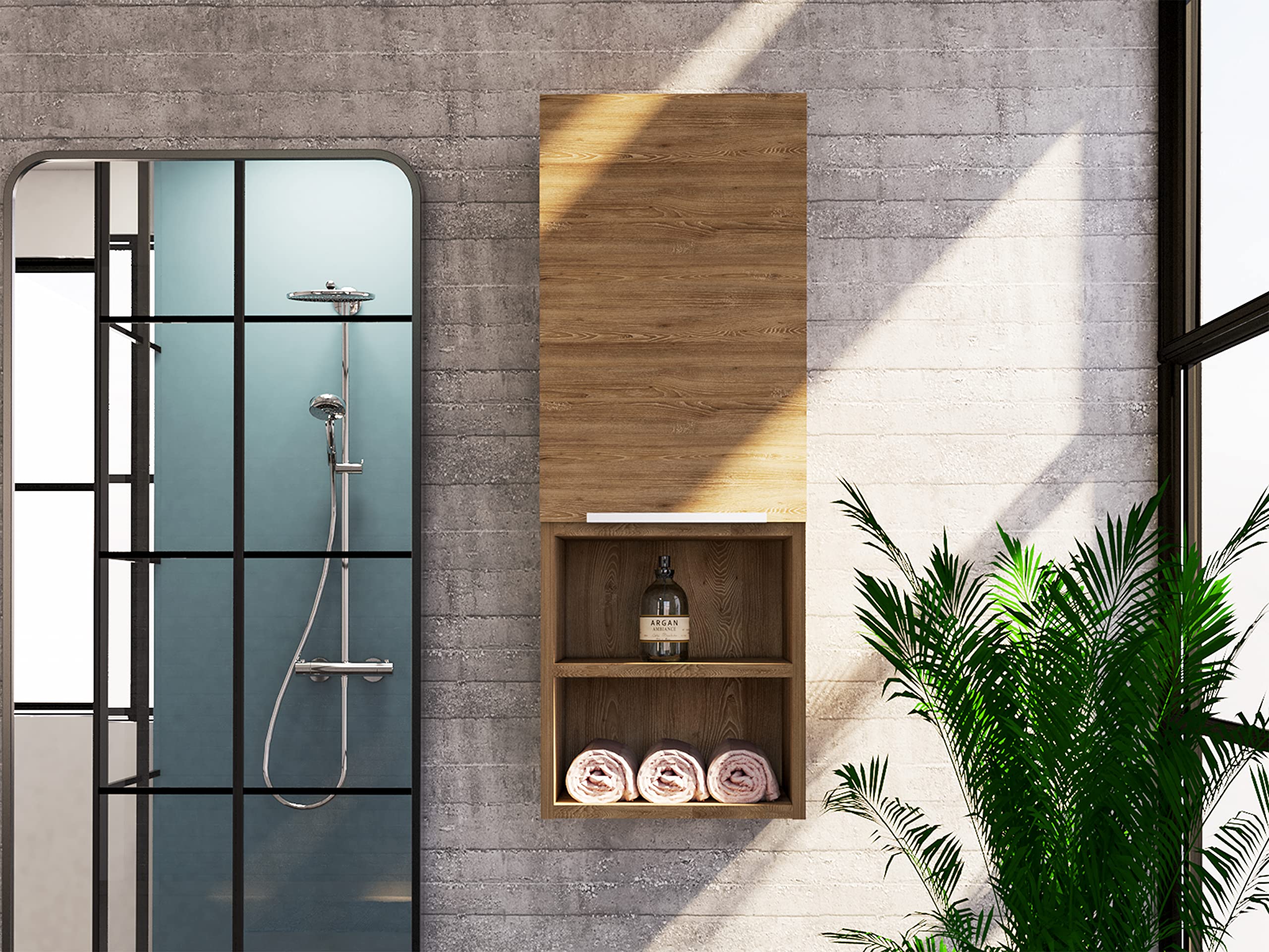 Savona Single Door Medicine Cabinet with 2 Interior & 2 External Shelves, Light Oak Finish - Perfect for Bathroom Storage & Organization