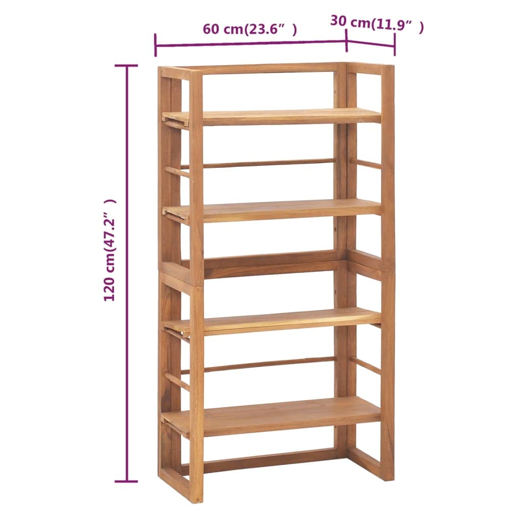 Premium Solid Teak Wood Shelving Unit - 47.2
