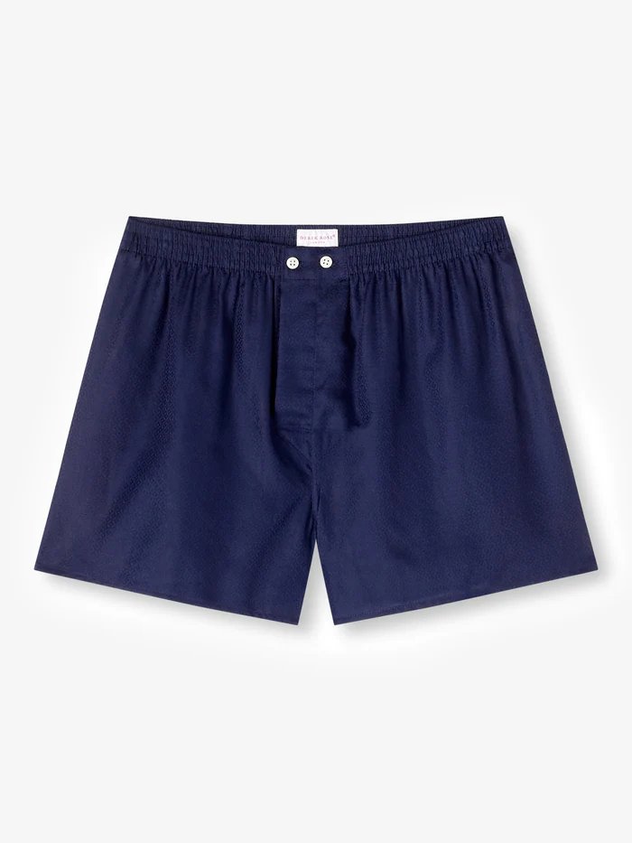 DEREK ROSE Lomard 6-Pack Cotton Boxer Briefs for Men - Soft Breathable Underwear in Navy Blue | Perfect for Everyday Wear, Gym & Sleep