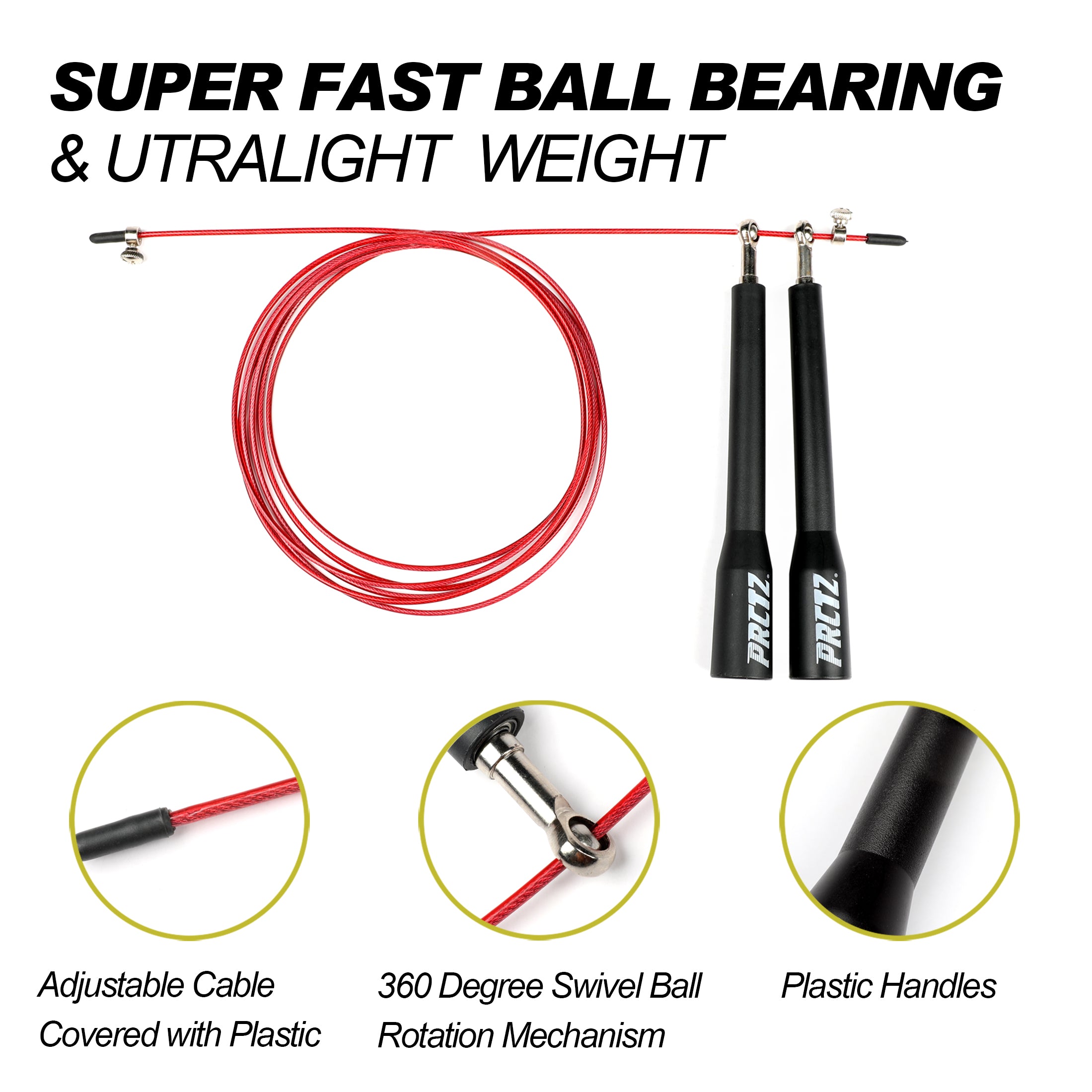 PRCTZ 10ft Adjustable Speed Jump Rope - Durable Skipping Rope for Fitness, Boxing, CrossFit & Home Workouts - Ideal for Adults & Kids Exercise Training