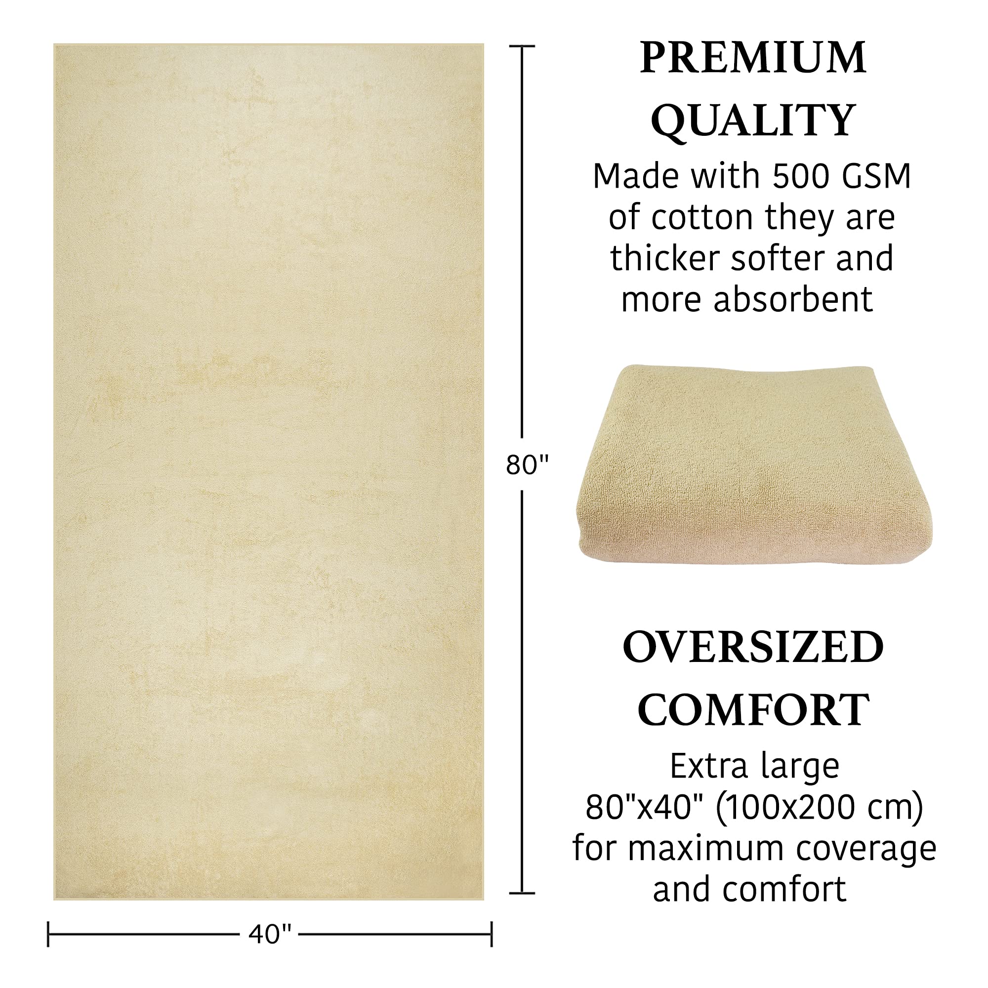 Luxury SUSSEXHOME Large Bath Towel - 100% Natural Cotton, Ultra-Absorbent, Plush & Thick (40x80 Inches) - Hotel-Quality Bath Sheet for Spa, Bathroom & Beach - Soft & Quick-Drying for Ultimate Comfort