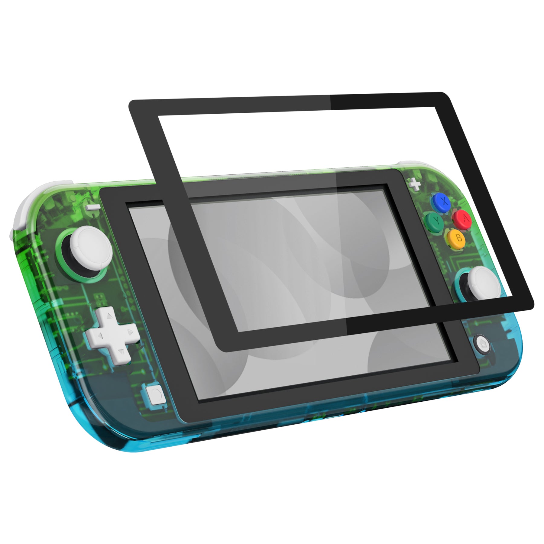 eXtremeRate Gradient Translucent Green Blue DIY Replacement Shell for Nintendo Switch Lite - Custom Controller Housing with Screen Protector | Perfect for Gaming Enthusiasts & DIY Modders | Enhance Your Portable Gaming Experience