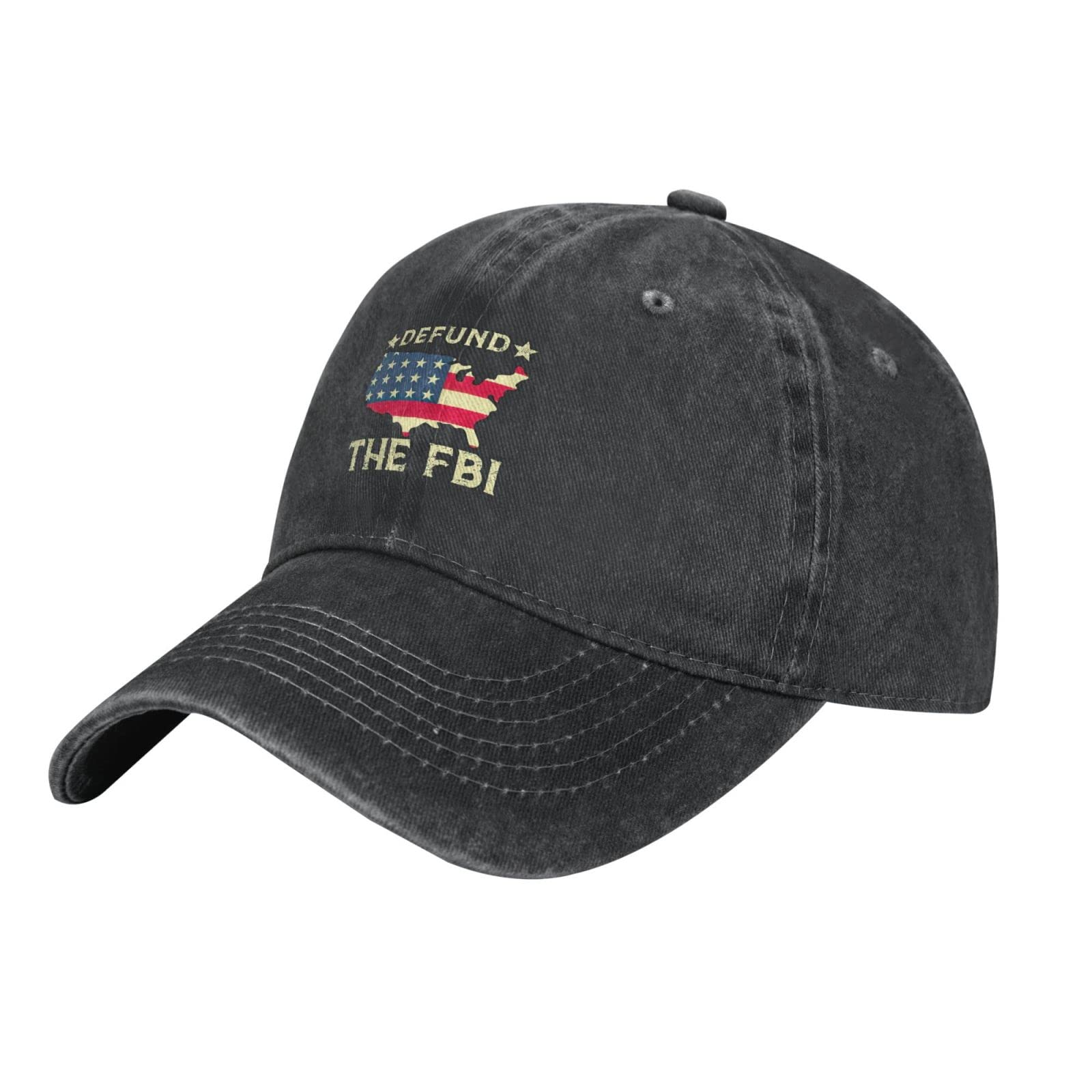Anti Biden Flag Defunds The FBI Unisex Baseball Cap - Cowboy Style Plain Dad Hat for Men & Women - Perfect for Outdoor Sports, Political Rallies, and Patriotic Events