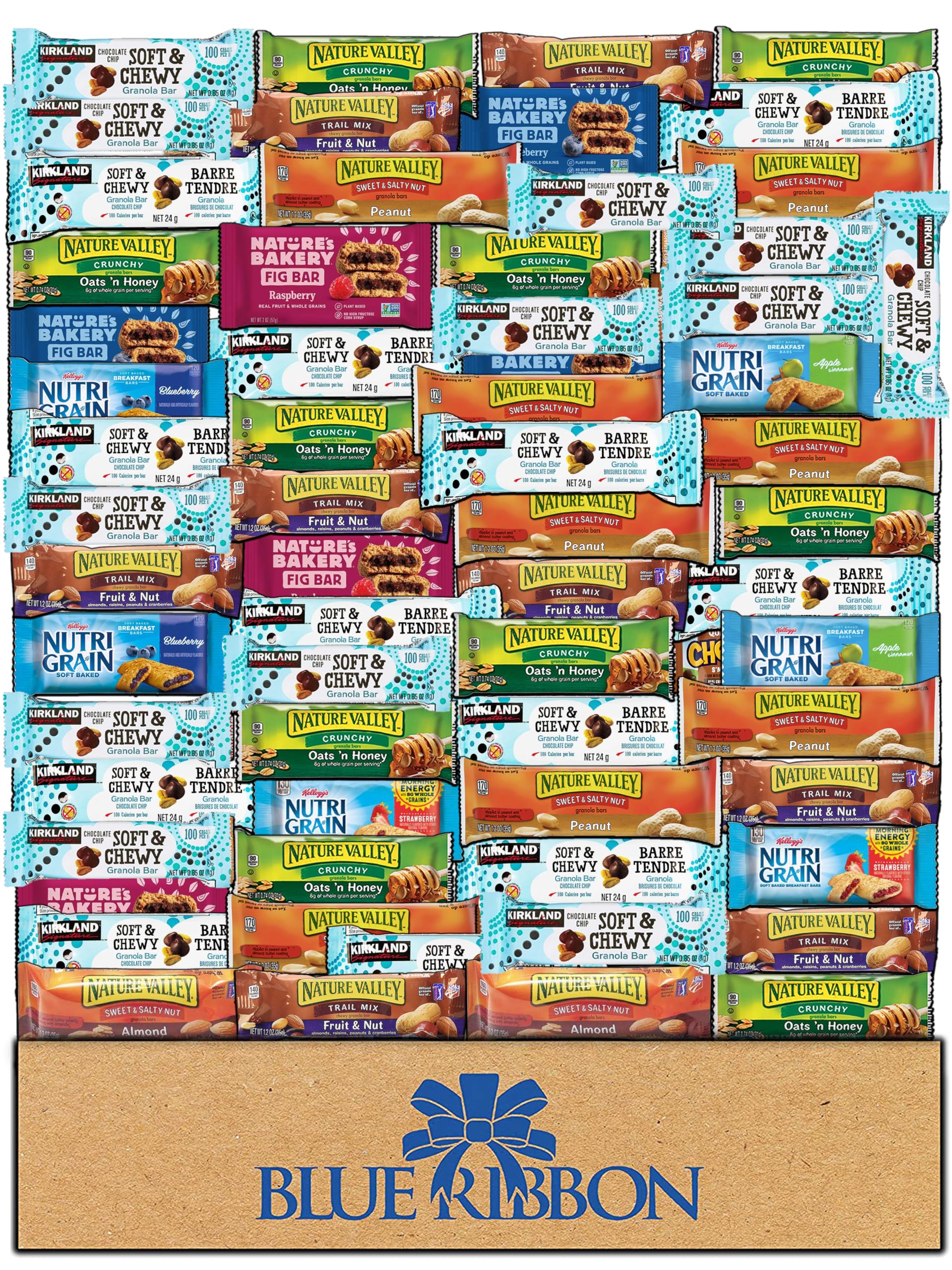 BLUE RIBBON Healthy Snack Variety Pack - 66 Count Grab & Go Snack Box with Assorted Office Snacks, School Lunches & Meeting Treats - Perfect Gift for Men & Women - Ideal for Work, School & Care Packages