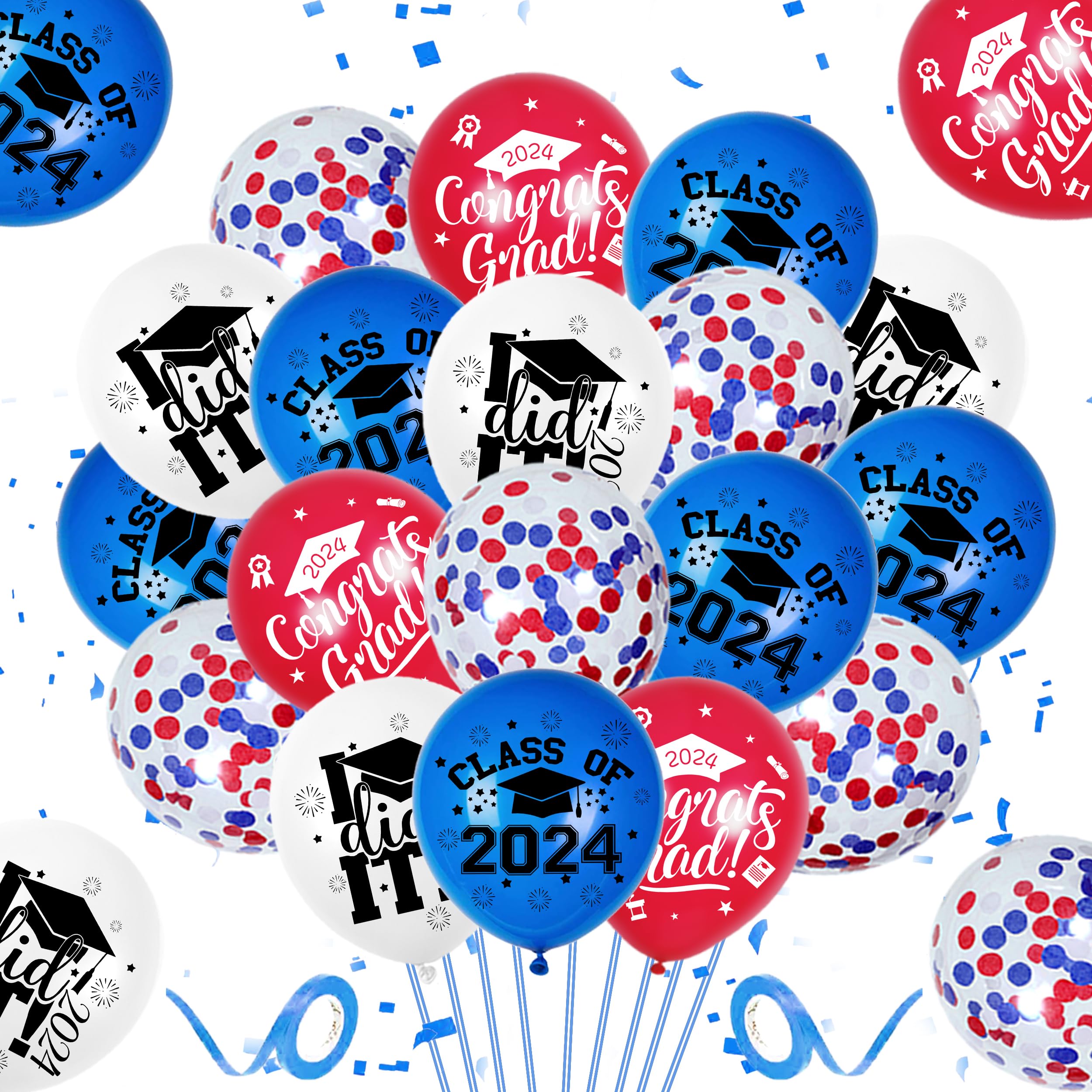 2024 Graduation Decorations - Red, White & Blue Graduation Banner for High School & College Parties | Class of 2024 Party Supplies | Perfect for Graduation Ceremonies, Photo Backdrops & Celebration Decor