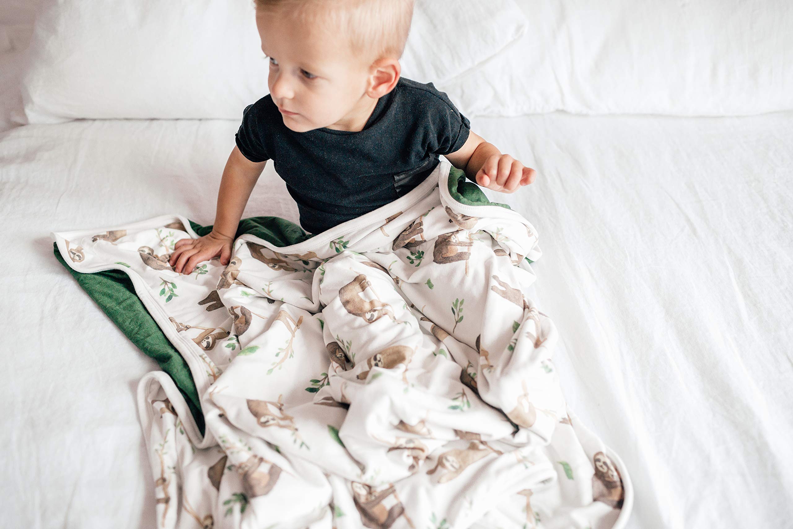 Copper Pearl Premium 3-Layer Stretchy Knit Baby Blanket - Large Quilt for Boys & Girls, Soft & Breathable Nursery Blanket for Swaddling, Stroller, Car Seat & Crib - Noah Design