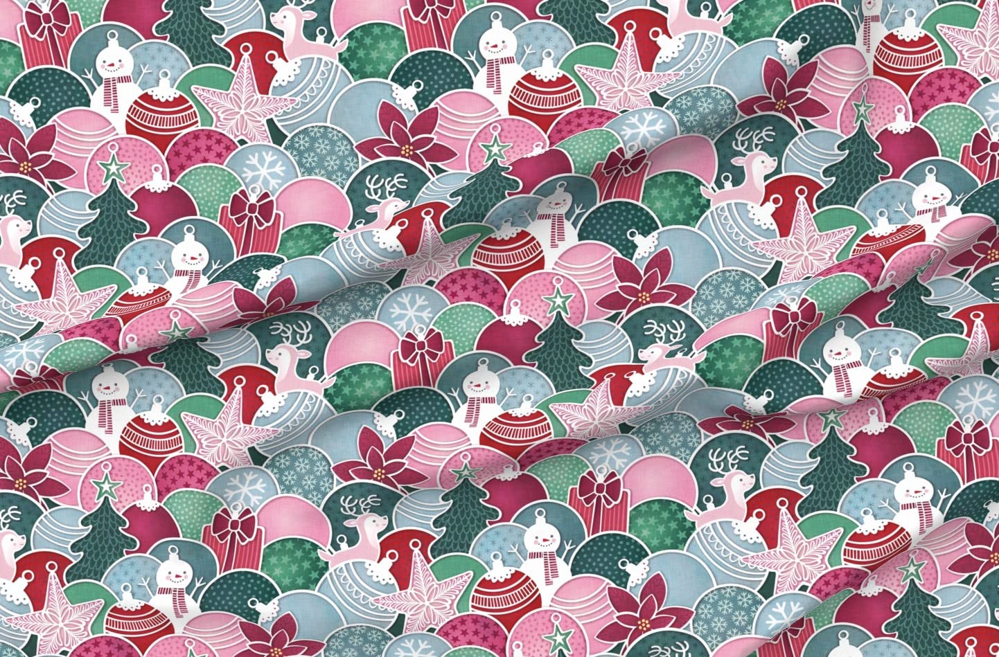 Maximalist Christmas Retro Holiday Star Red Mint Printed Velvet Fabric by The Yard - Spoonflower Upholstery & Home Decor Fabric for DIY Projects, Holiday Decorations, Apparel & Crafting