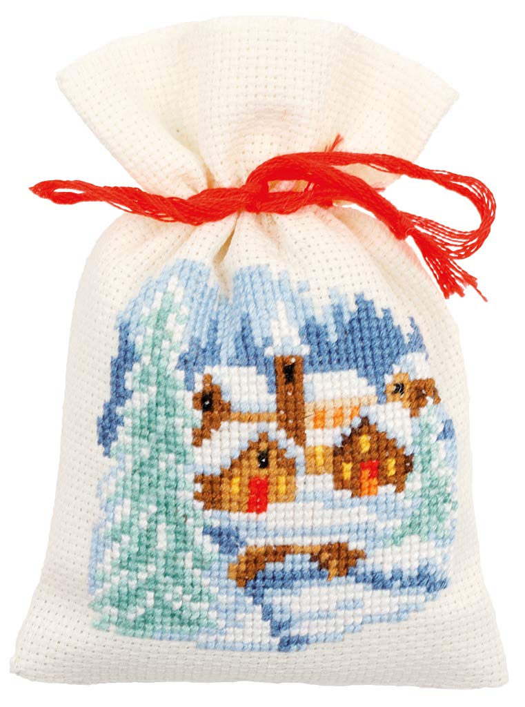 Vervaco Winter Bags Counted Cross-Stitch Kit - DIY Embroidery Kit for Beginners & Adults - Perfect for Holiday Gifts & Home Decor