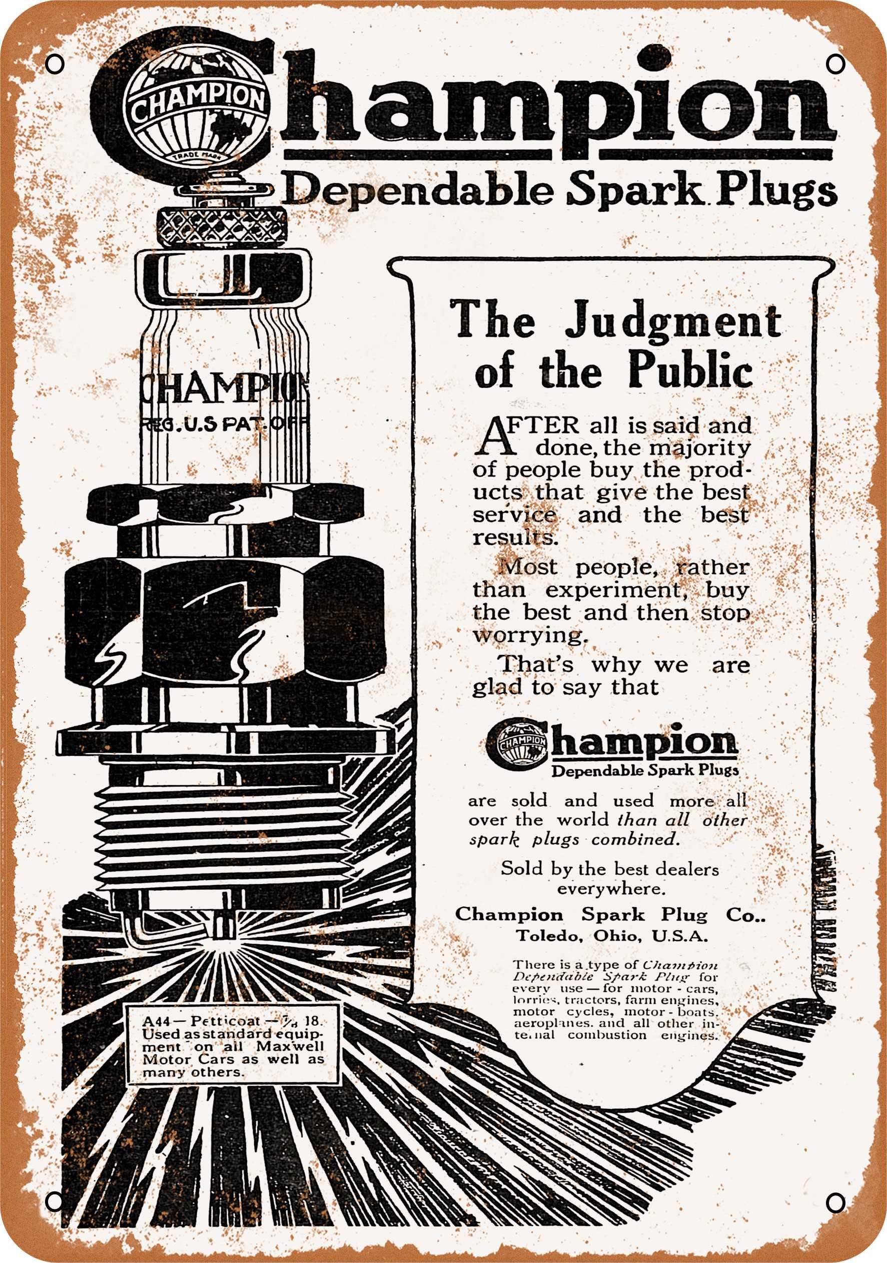 Vintage 1919 Spark Plugs Metal Sign - 7x10 Inch Retro Garage Decor - Perfect for Man Cave, Auto Shop & Vintage Car Lovers