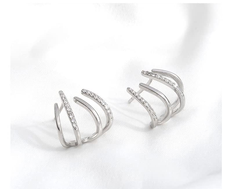 Luxury Zircon Needle Claw Earrings for Women - Wrap Stud Ear Cuffs, Hoop Earrings, Minimalist Dainty Tiny Ear Wrap Cuff Piercing Studs | Perfect for Parties, Weddings, Date Nights & Everyday Wear