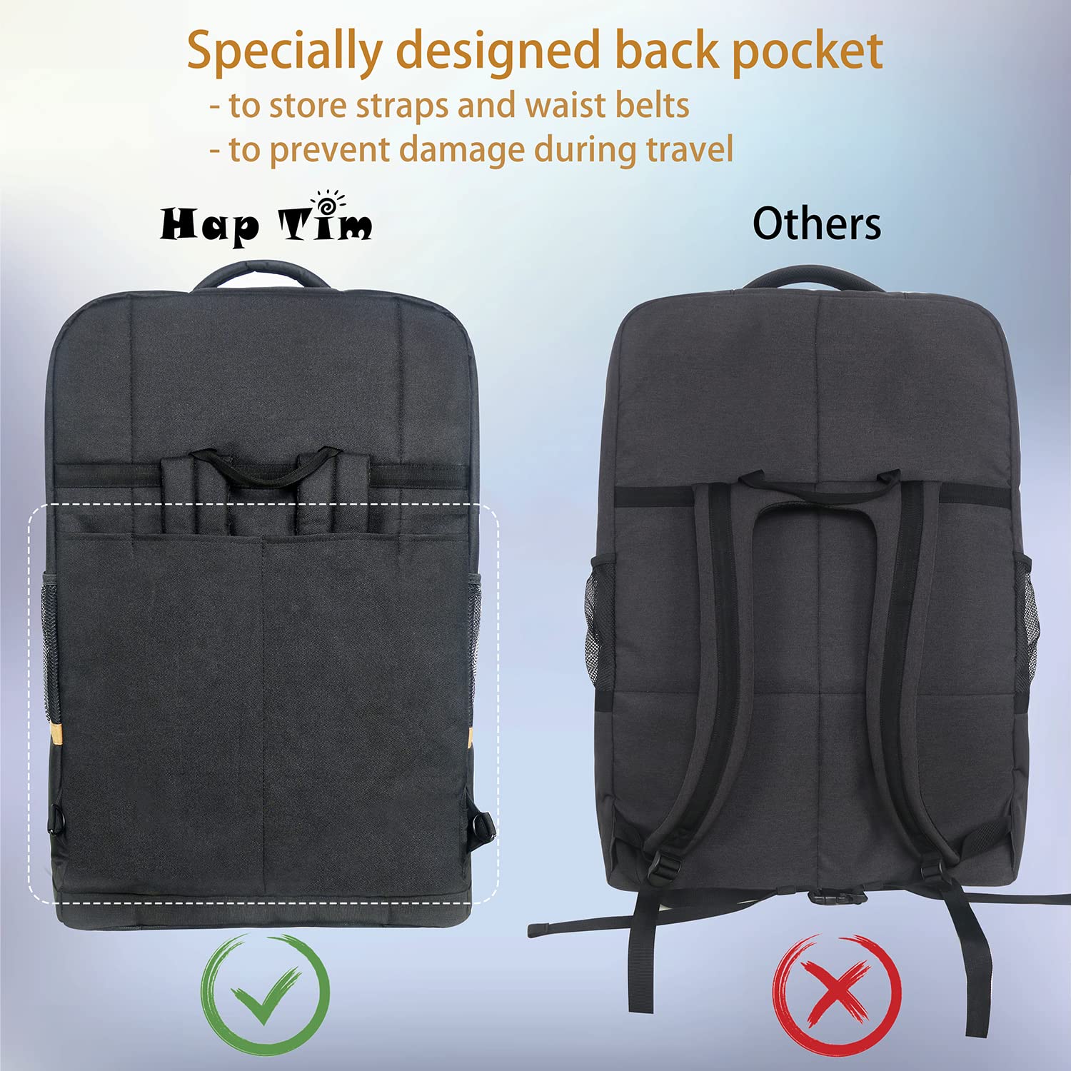 Hap Tim Padded Car Seat Travel Bag for Airplanes & Airports - Portable Infant Car Seat Carrier Backpack with Storage | Black (CSTB-2242) | Perfect for Family Vacations & Air Travel with Babies