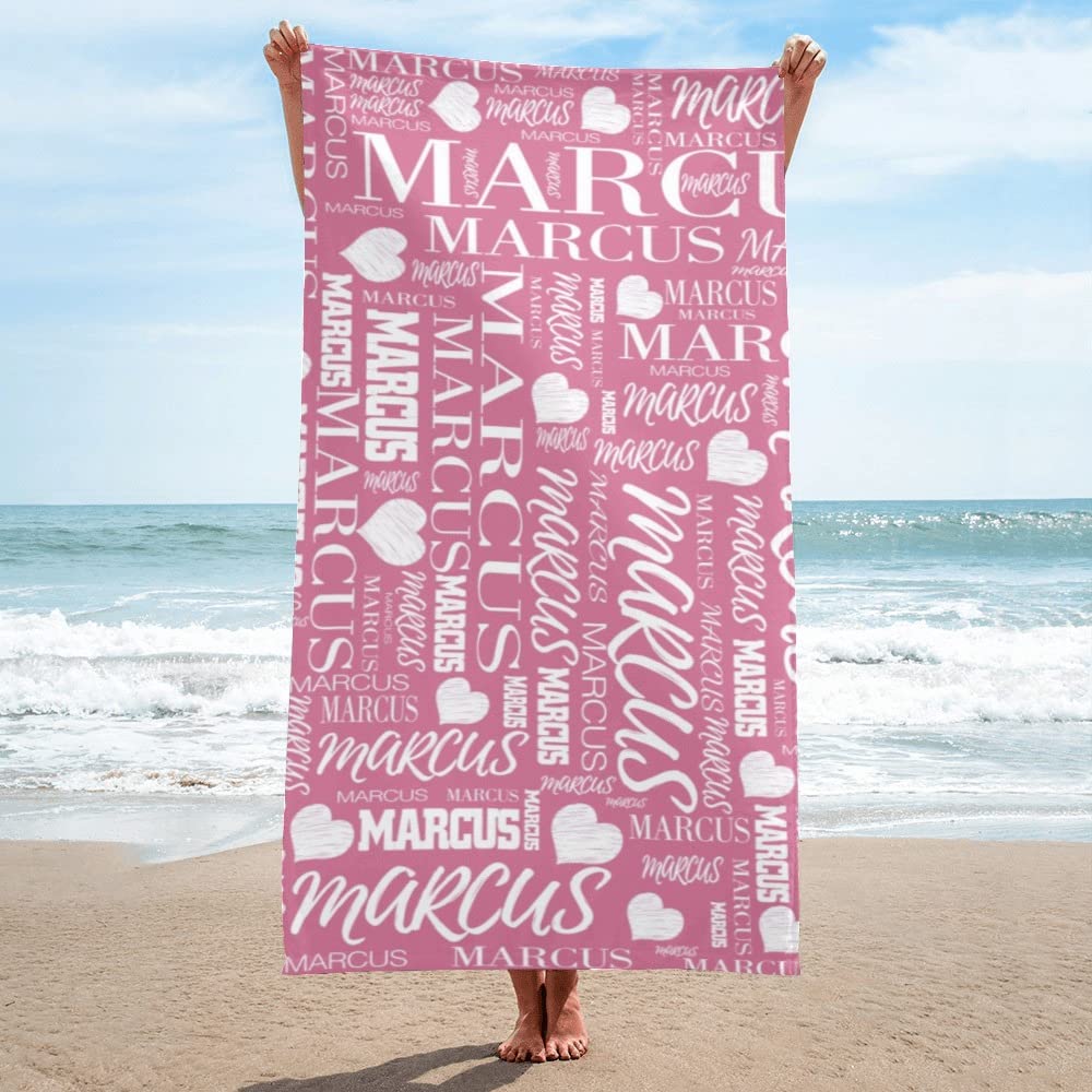 Personalized Beach Towels with Names - Custom Microfiber Travel Towels for Pool, Bath & Beach - Soft & Quick-Dry for Kids, Adults, Boys & Girls (Pink) - Perfect for Summer Vacations, Swimming & Outdoor Activities