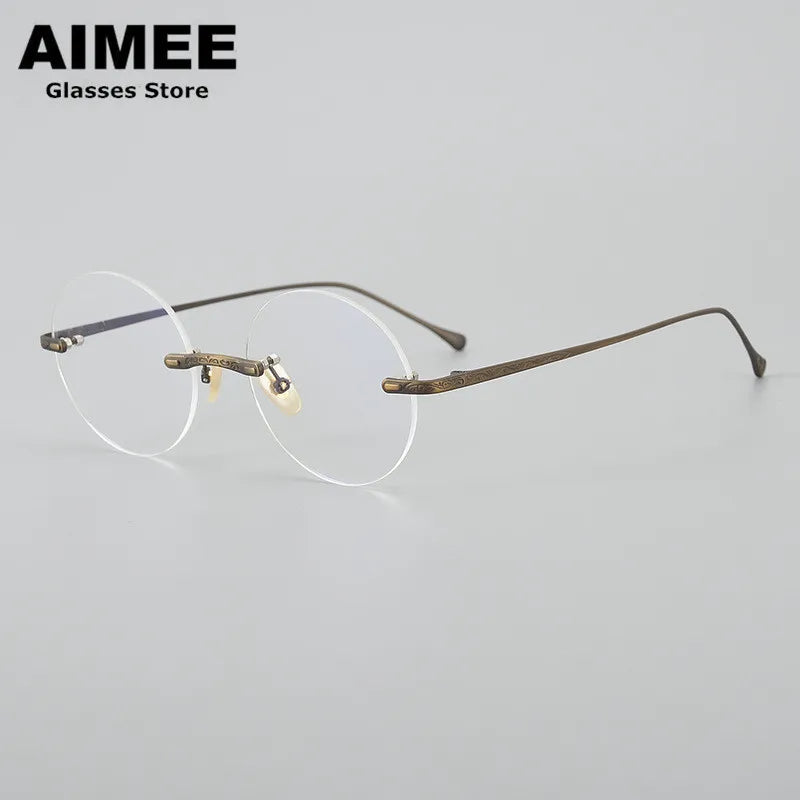 Aimee Women's Rimless Round Titanium Eyeglasses 95933 - Lightweight & Durable Glasses for Work, Reading & Fashion