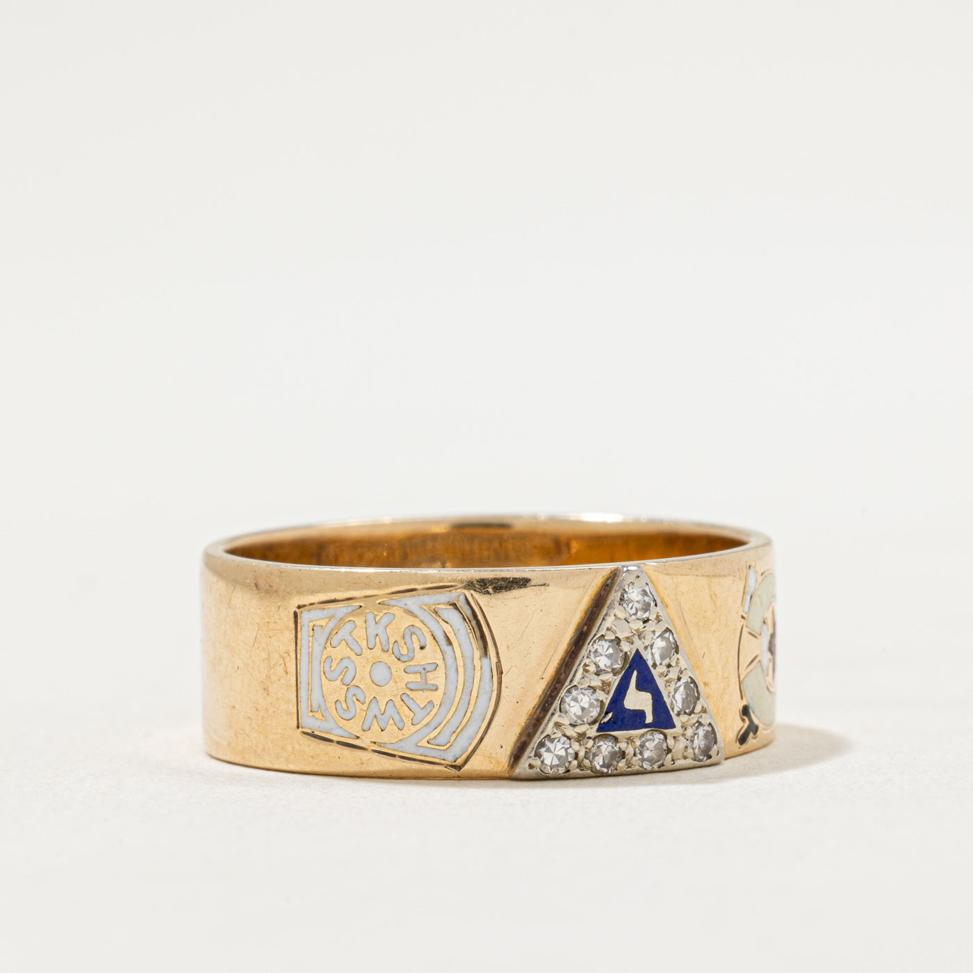 Vintage Masonic Diamond Accent Ring - 0.13ct TW, Size 11.25 - Perfect for Men's Fashion, Wedding Bands & Masonic Lodge Events