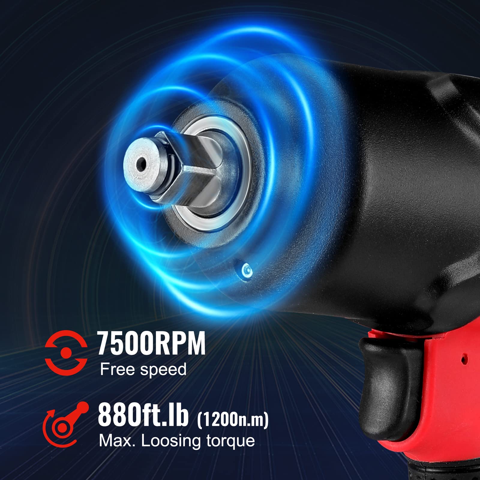 WORKPRO 1/2-Inch Air Impact Wrench - Heavy Duty Ergonomic Design, 450 ft-lbs Max Torque for Automotive Repair, Tire Changes & Construction Projects