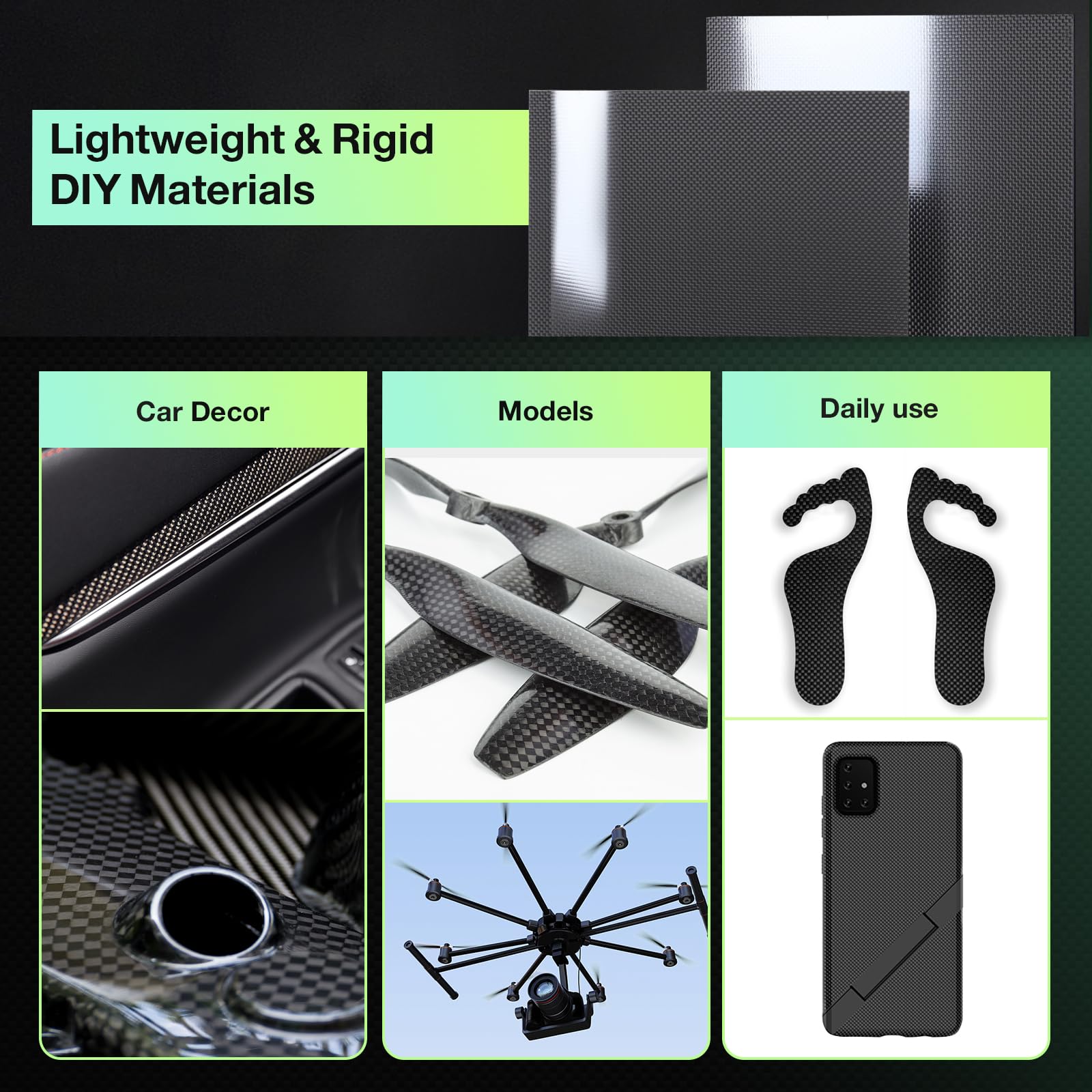 3K Carbon Fiber Sheet 400x500x3mm - 1-6mm Thickness Plain Weave Glossy Finish Panel for DIY Projects, Car Parts, Model Making & Wallet Repair (Durable Carbon Fiber Board) - Perfect for Automotive Upgrades, Crafting & Industrial Applications