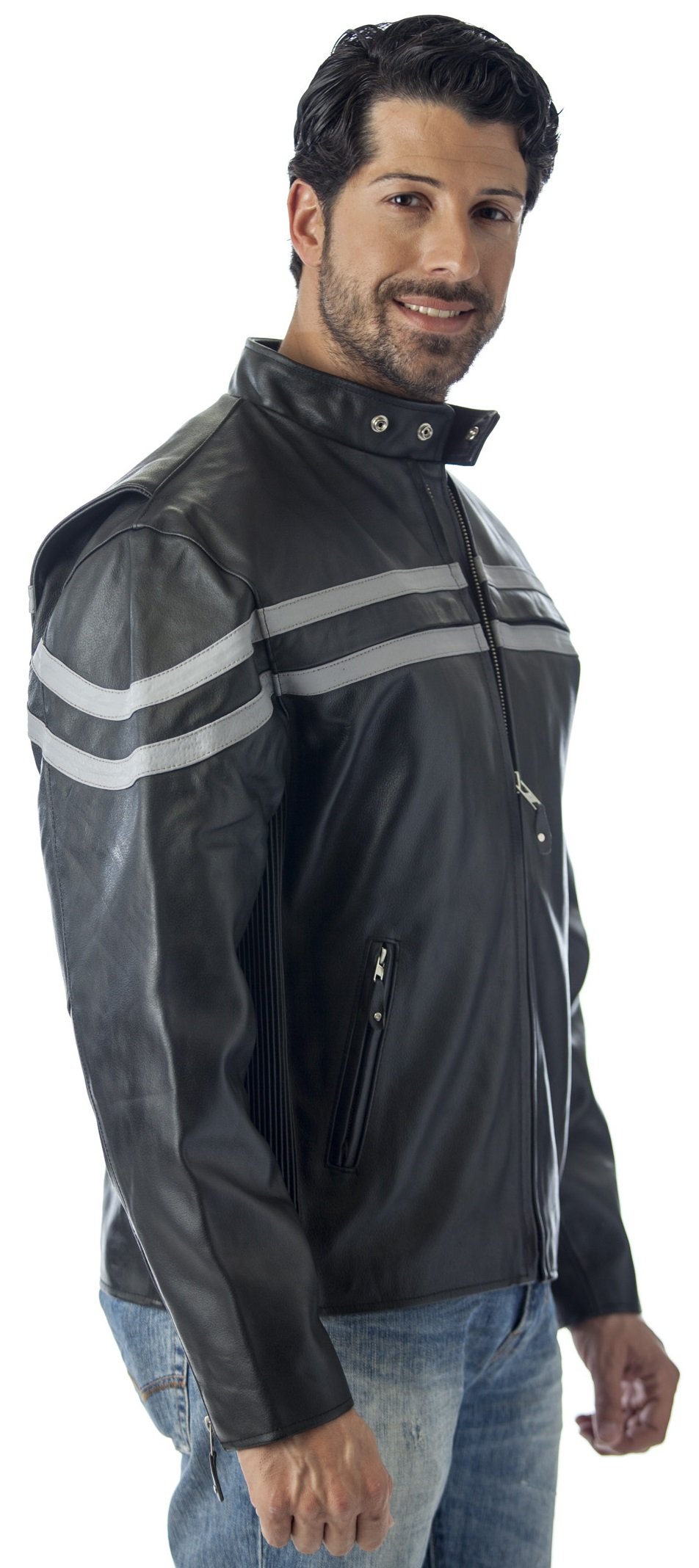 REED Men's Vented Motorcycle Leather Jacket - Premium Imported Biker Jacket for Riding & Street Style | Durable Protection for Harley, Cruiser & Adventure Bikes