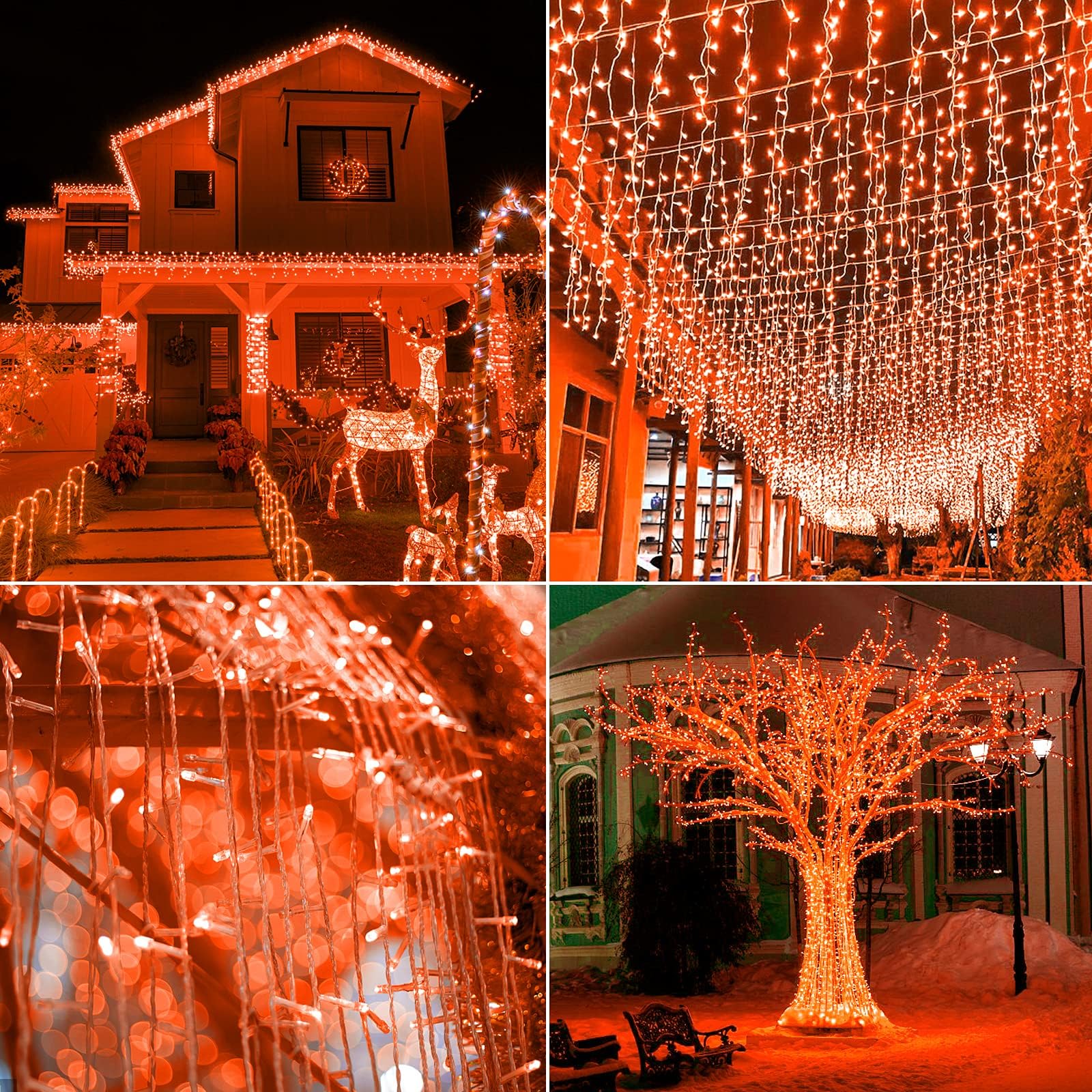 Orange Halloween String Lights - 200 LED 66ft Outdoor/Indoor Connectable Lights with 8 Modes | UL Certified Waterproof Fairy Lights for Home, Garden, Porch, Party Decor | Perfect for Halloween, Thanksgiving & Christmas Celebrations