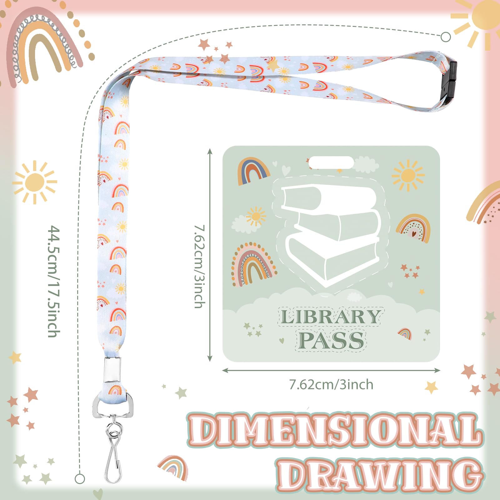 Boho Hall Pass Lanyards Set - 6 Unbreakable PVC Passes & Lanyards for Teachers, Students, Nurses - Perfect for Classroom & Office Use