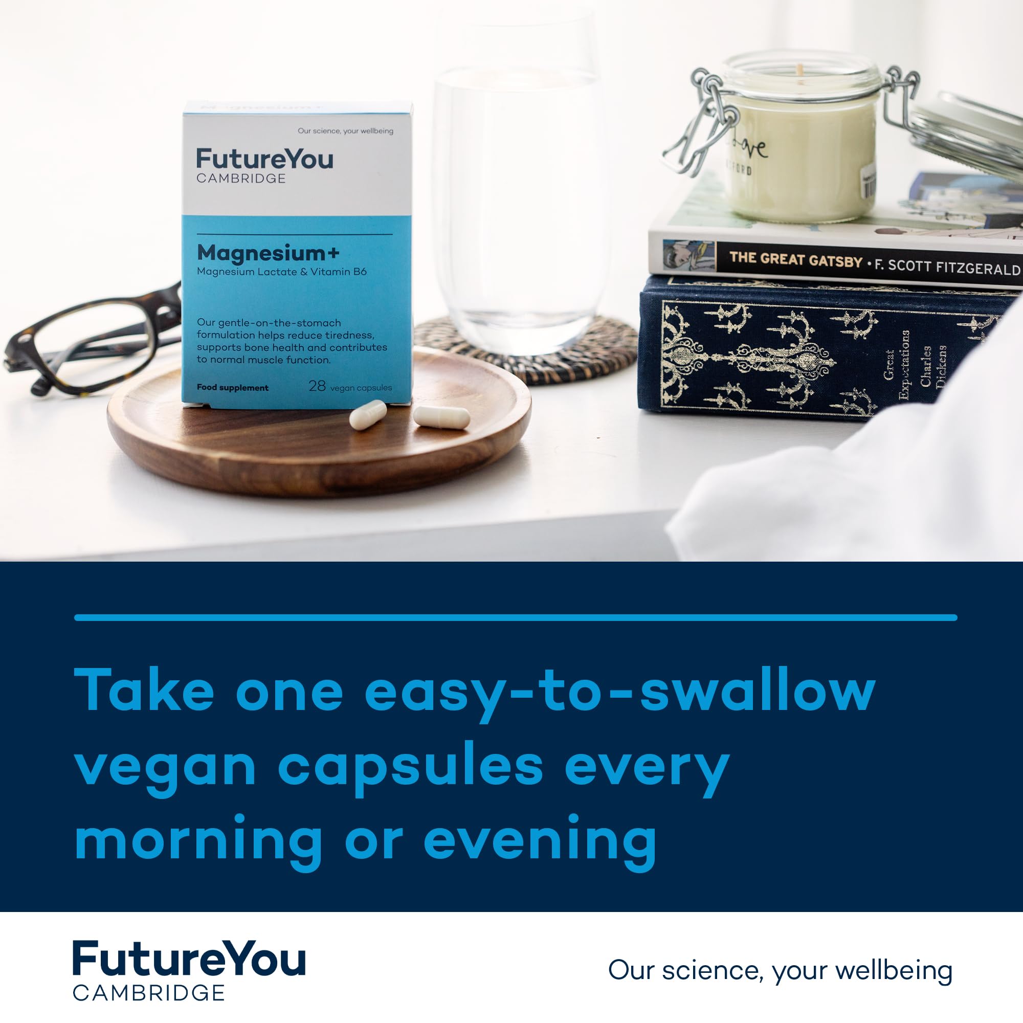 FutureYou Cambridge Magnesium+ 575mg Supplement – 28 High Strength Magnesium Lactate Capsules with Vitamin B6 – Supports Energy, Reduces Fatigue & Promotes Bone Health – Ideal for Athletes, Busy Professionals & Active Lifestyles