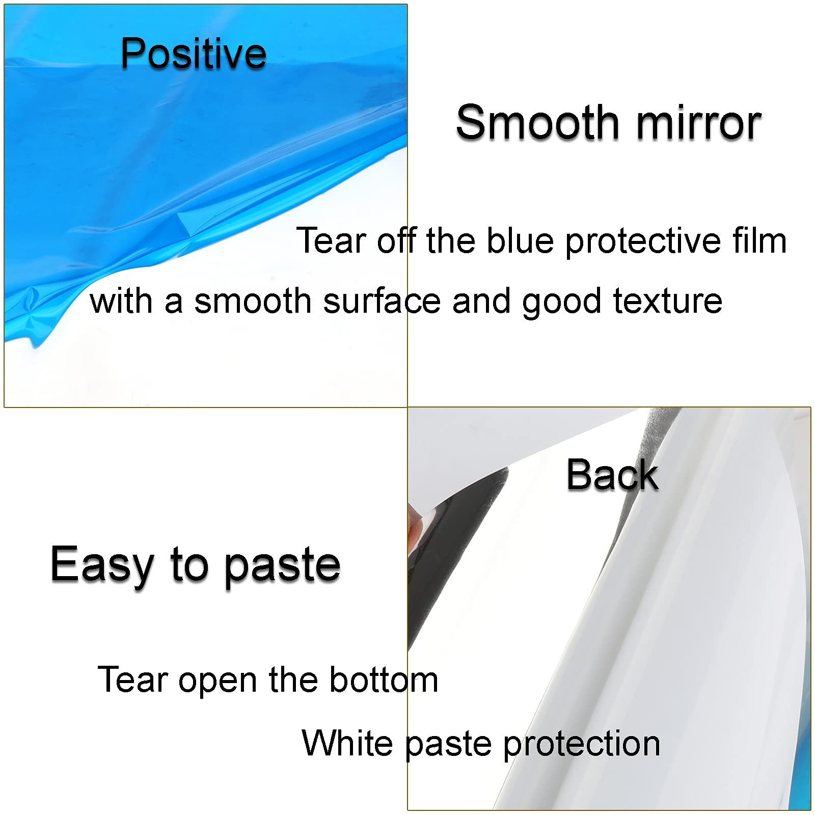 2 Pack Flexible Acrylic Mirror Stickers - Self-Adhesive Silver Wall Mirror Film (50cm x 200cm x 0.1mm) for Bathroom, Home Decor & DIY Projects - Shatterproof Non-Glass Mirror Tiles for Bedroom, Closet & Vanity Makeup Areas
