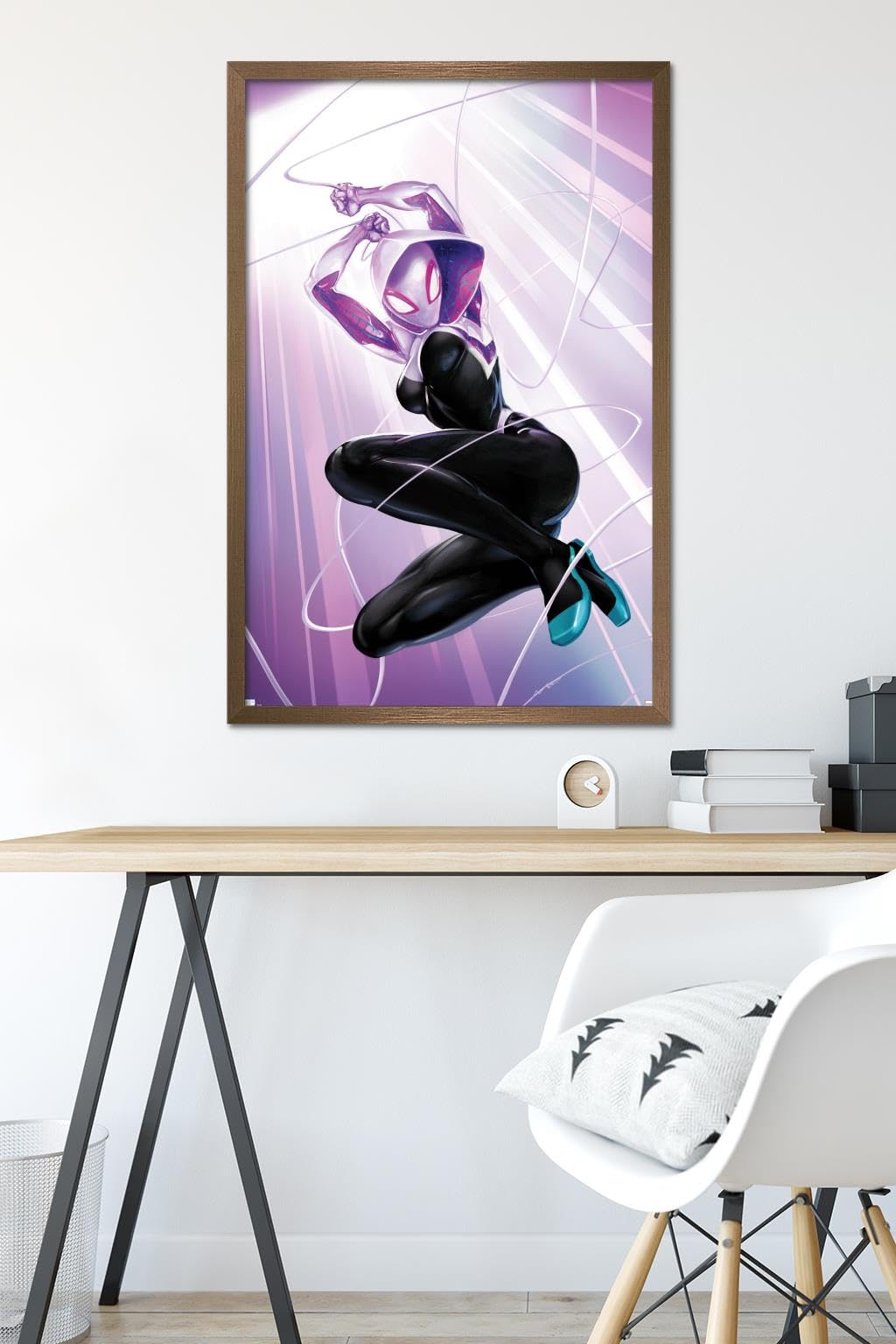 Trends International Marvel Comics Ghost Spider #1 Wall Poster - 34L x 22.4W Bronze Framed Version | Superhero Room Decor, Comic Book Fan Gift, Home & Office Wall Art