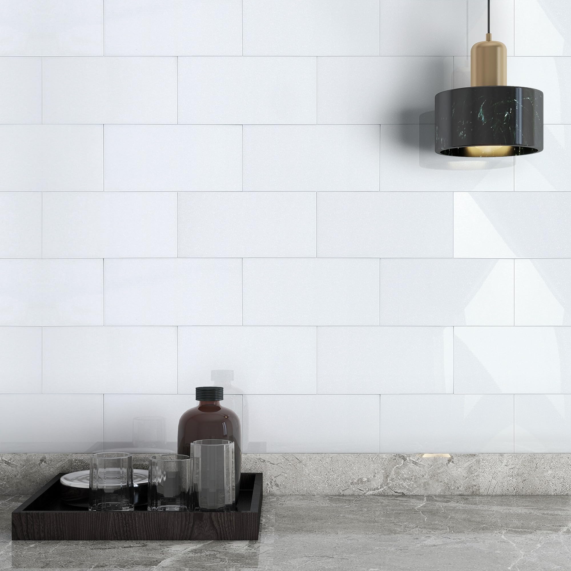 10x20 Inch White Subway Tile Peel and Stick Backsplash - Waterproof Self-Adhesive Wall Tiles (23 Pack) - Perfect for Kitchen, Bathroom, Laundry Room & RV Remodeling