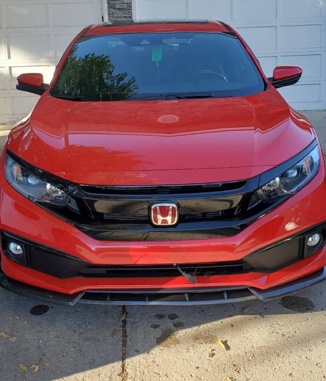 2019-2021 Honda Civic Sedan Front Bumper Lip Spoiler - IK Style 3-Piece Gloss Black/Carbon Fiber Design - Enhances Aerodynamics & Sporty Look for Daily Driving & Car Shows