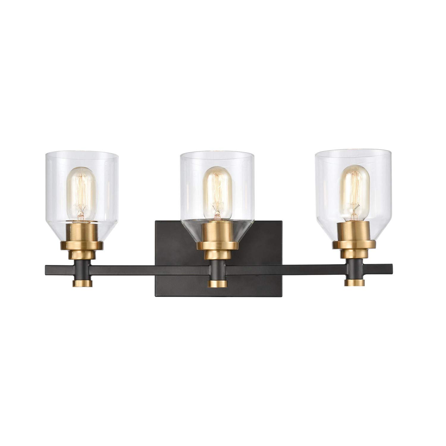 Cambria 3-Light Bathroom Vanity Light Fixture - Matte Black Finish with Clear Glass Shades - Perfect for Modern Bathroom, Powder Room & Dressing Room Lighting