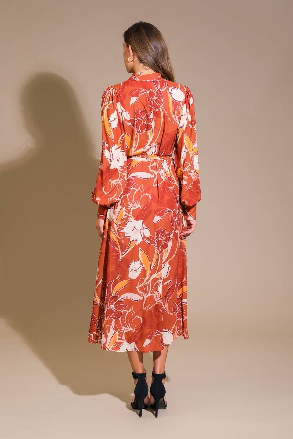 Blooming Radiance Woven Midi Dress for Women - Floral Print Summer Dress for Beach, Party & Wedding Occasions