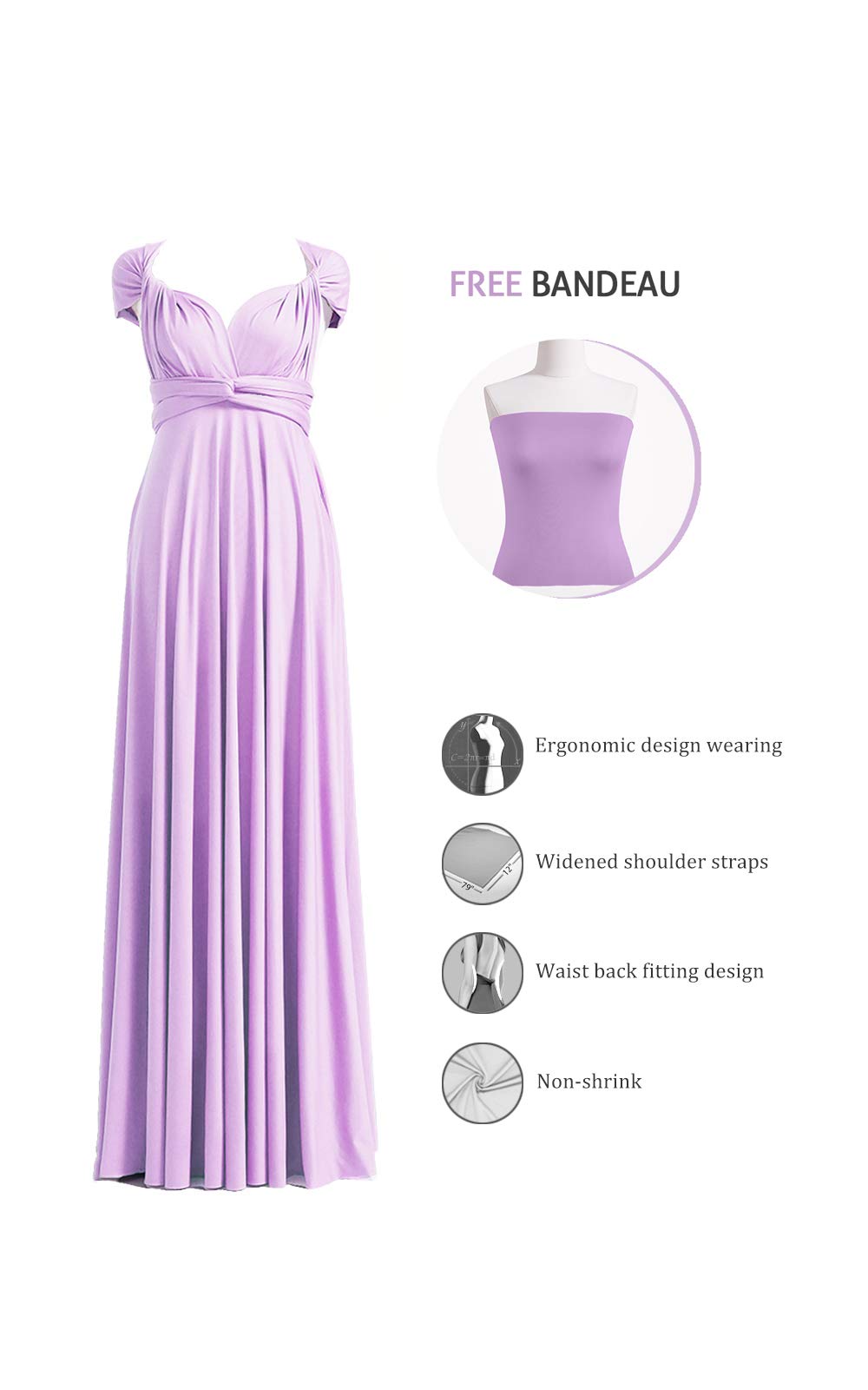 72 Styles Convertible Infinity Dress with Bandeau - Multi-Way Twist Wrap Bridesmaid Dress for Women, Plus Size Long Maxi Dress - Perfect for Weddings, Parties & Special Occasions