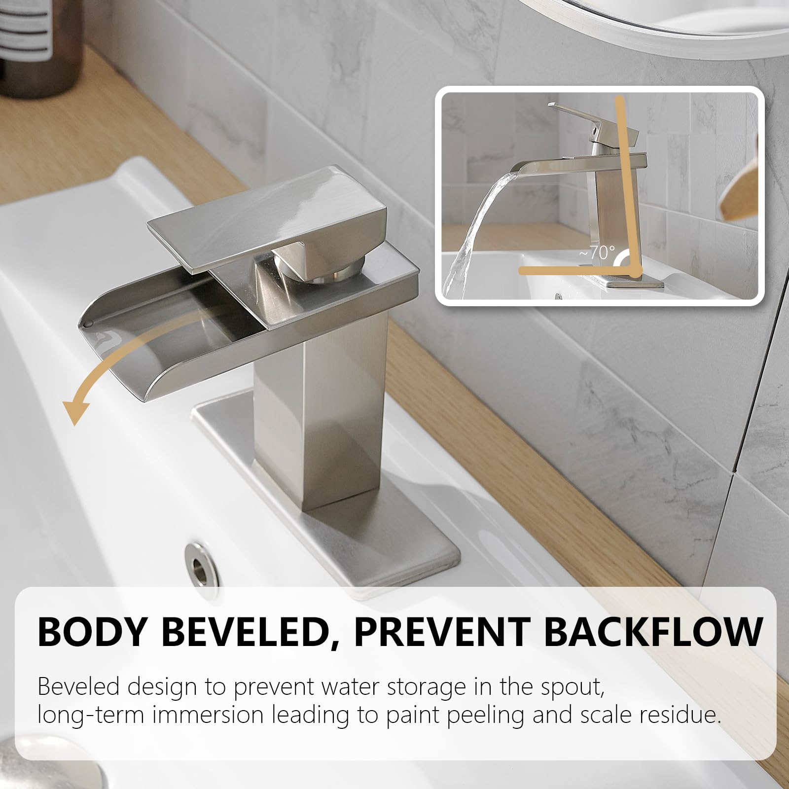 Modern Brushed Nickel Single Hole Bathroom Faucet with Pop-Up Drain - Perfect for Vanity & Commercial Use