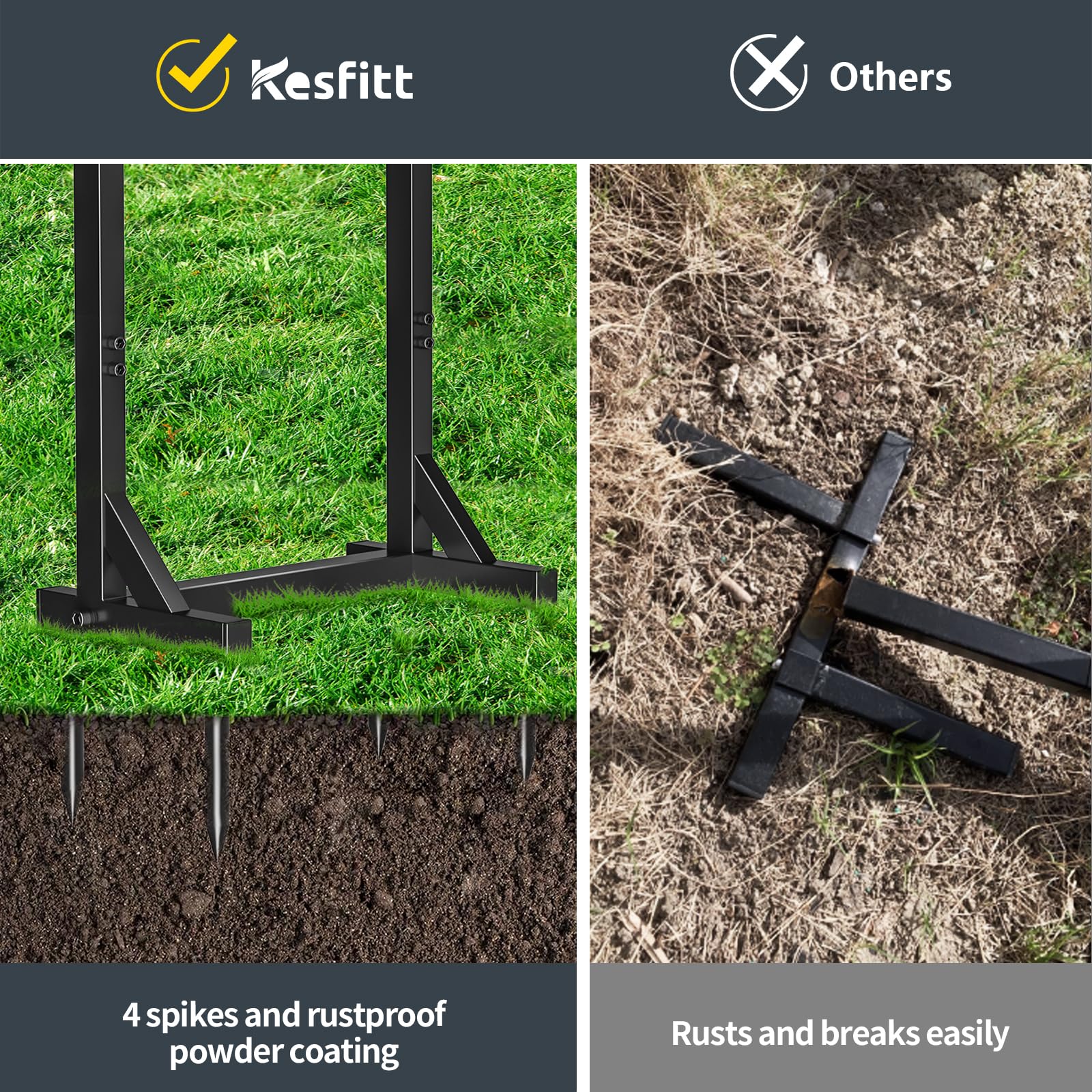 Heavy Duty Metal Garden Hose Holder with 4 Spikes & 2 Tool Hooks - Freestanding Outdoor Hose Reel Stand, Detachable Water Hose Storage Rack for Lawn, Yard, and Gardening - Perfect for Organizing Garden Tools and Watering Equipment