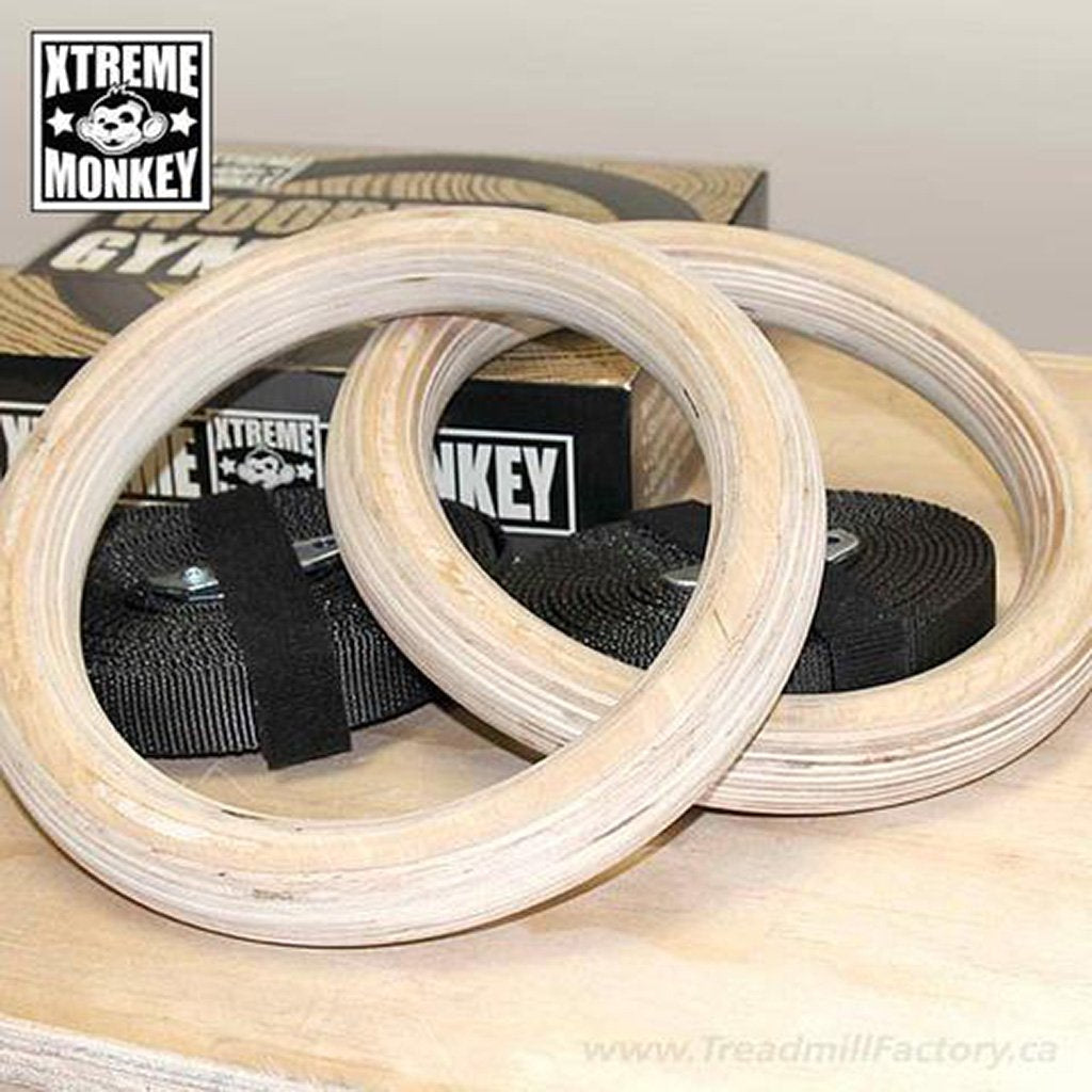 XM Fitness Wood Gym Rings - Adjustable Gymnastic Rings for Home & Outdoor Workouts - Perfect for Strength Training, CrossFit, and Calisthenics