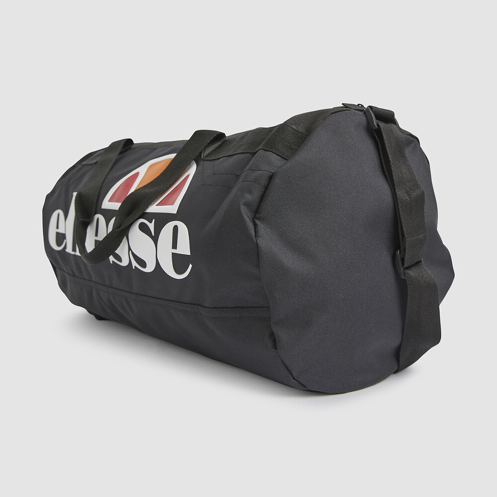 Ellesse Pelba Barrel Grip Black/White Duffle Bag - Stylish Gym & Travel Duffel for Men & Women - Perfect for Workouts, Sports & Weekend Getaways