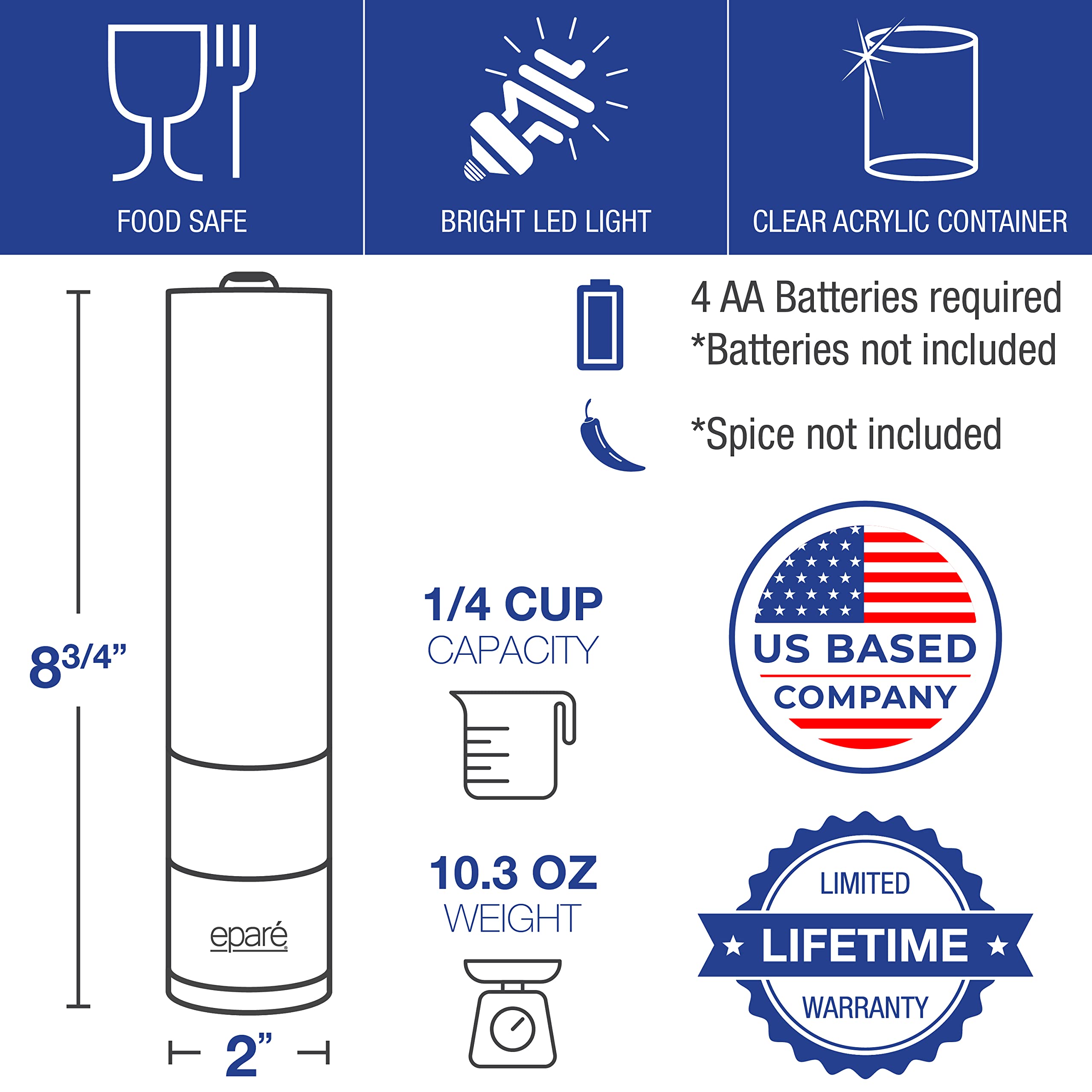 Premium Electric Salt & Pepper Grinder Set with Reusable Swedish Dishcloths - Battery Operated Ceramic Burr Mill & Eco-Friendly Washable Cellulose Towels - Perfect for Kitchen, Camping & Gifts