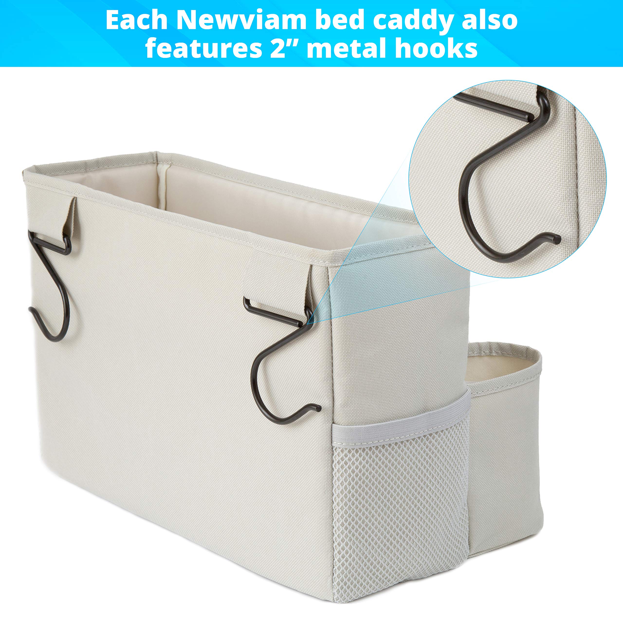 Bedside Caddy Organizer - Hanging Storage Pocket with Cup Holder for Bunk Beds, Loft Beds & Platform Frames - Perfect for Dorm Rooms, College Students & Small Space Organization (Keeps Books, Phone, Remote & Essentials Handy)