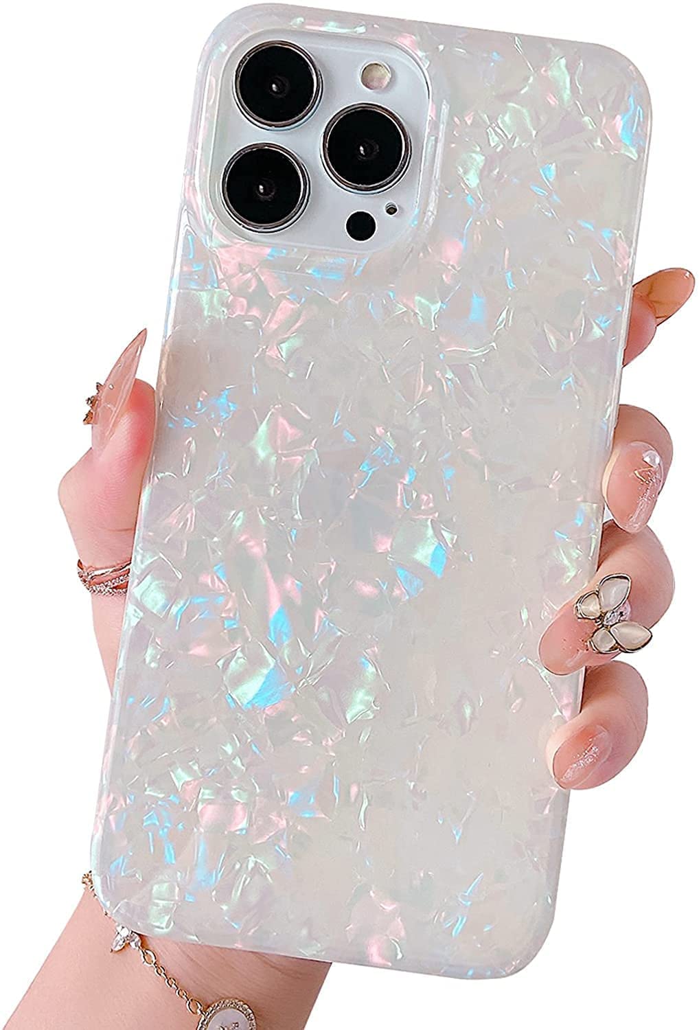 Hapitek iPhone 13 Pro Case for Women - Glitter Bling Slim Soft Silicone Gel Protective Cover | Cute Girly Design in Pink Blue Purple | Perfect for Everyday Use, Work & Travel (6.1 Inch)