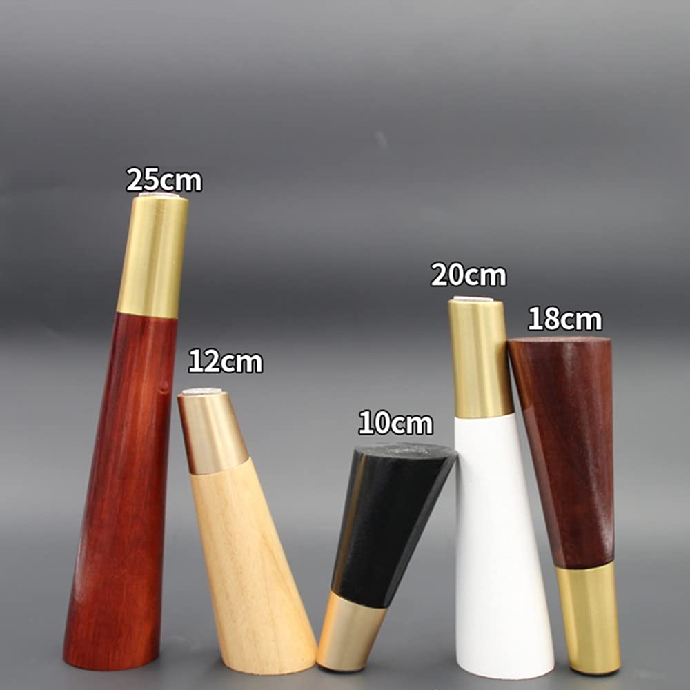 4 Inch Solid Rubber Wood Furniture Legs - Set of 4 Replacement Table Feet for Sofa, Coffee Tables, Desks & Nightstands (8in/20cm, Black) - Perfect for Home Office, Living Room & Bedroom Furniture Upgrade