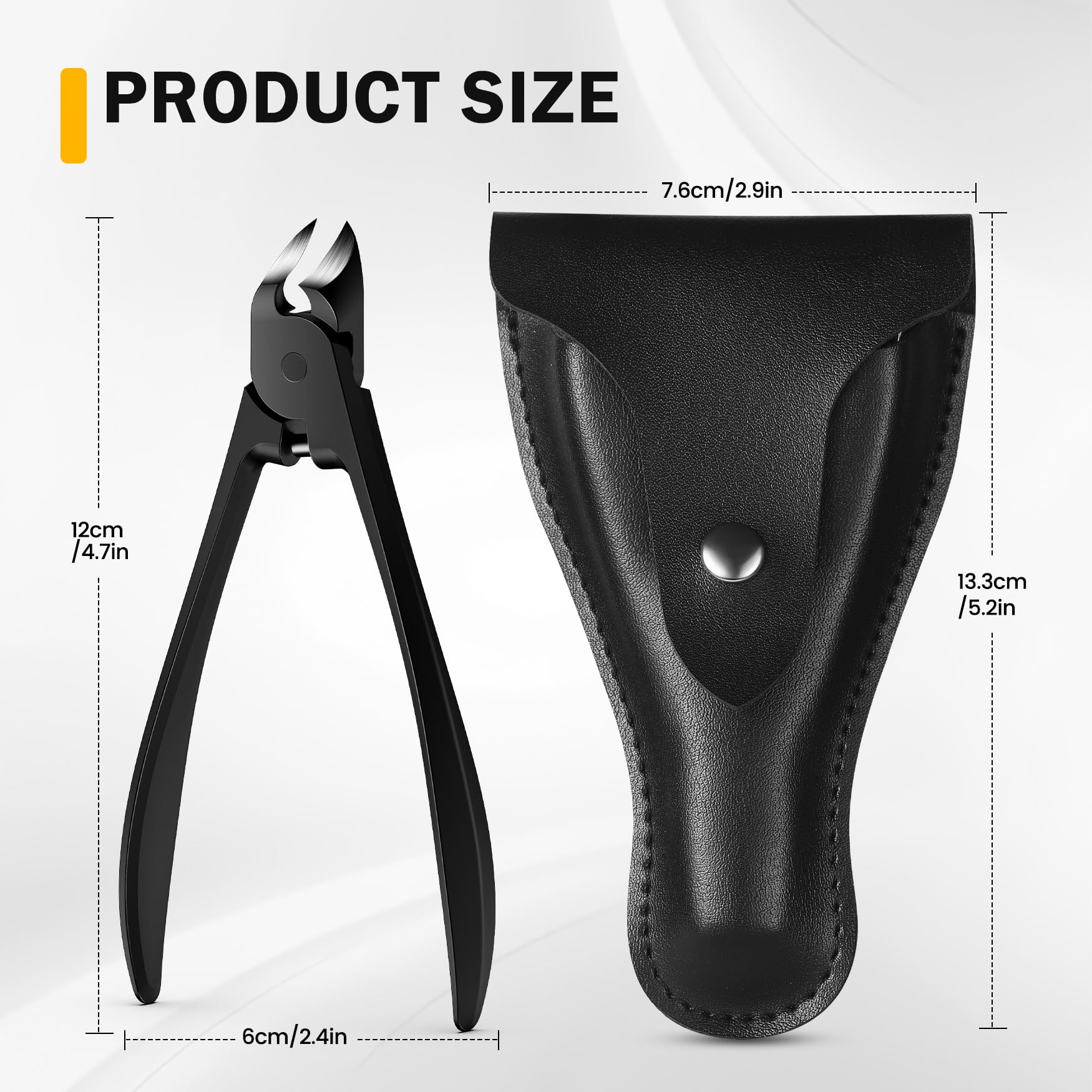 BEZOX Professional Stainless Steel Toenail Clippers for Thick Nails - Heavy Duty Spring Design for Seniors & Adults, Precision Nail Clipper for Men & Women (Black) - Perfect for Pedicures, Home Grooming & Travel Essentials