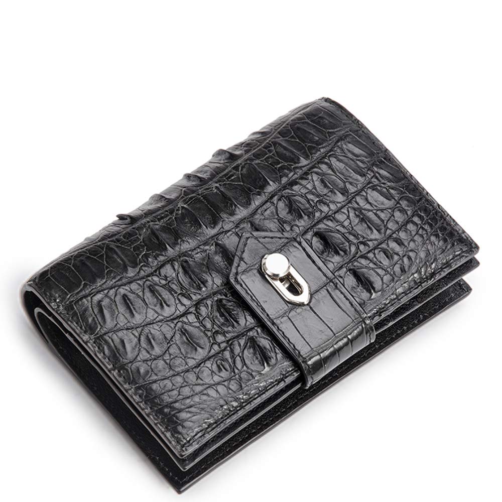EEKUY Women's Crocodile Embossed Leather Wallet - RFID Blocking Multi-Function Zipper Card Holder with Coin Pocket, Holds Cash & 6 Cards (3.7