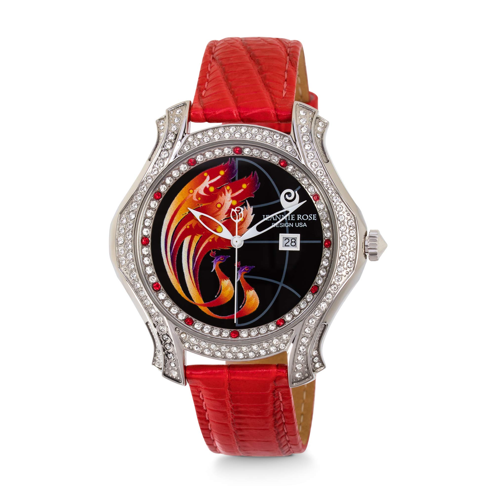 JEANNIE ROSE Fire Wings 40MM Women's Analog Watch - Red Dial Stainless Steel Band Water Resistant Fashion Watch for Women | Perfect for Casual Wear, Office & Special Occasions