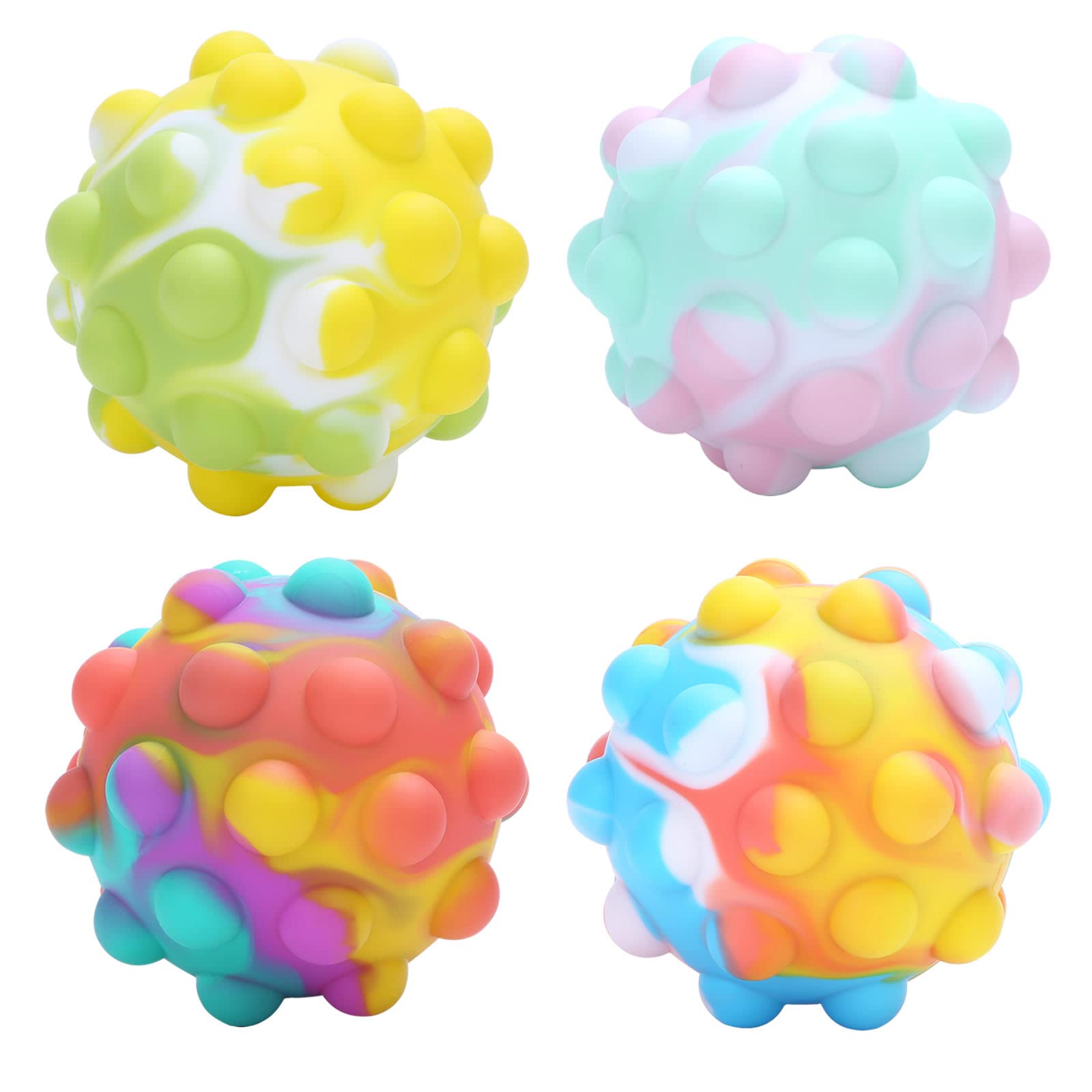 **Pop It Fidget Toys for Kids & Adults - 4 Pack 3D Silicone Push Bubble Stress Relief Sensory Toys for Anxiety, Autism, ADHD - Party Favors for Ages 4-12, Easter Basket Stuffers & Classroom Rewards**