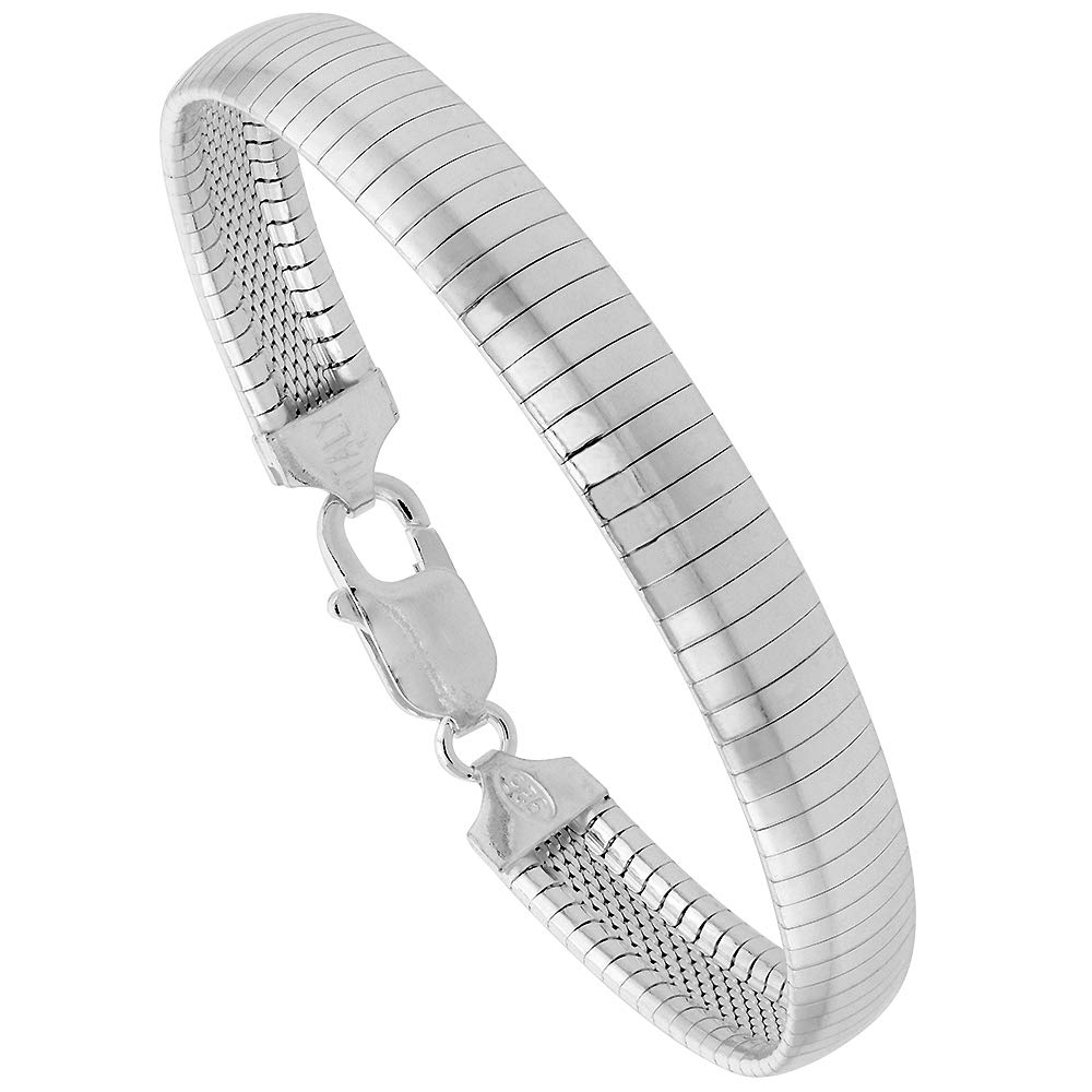 Nickel-Free Sterling Silver 8mm Omega Necklace & Bracelet Set for Women - Italian Crafted 5/16