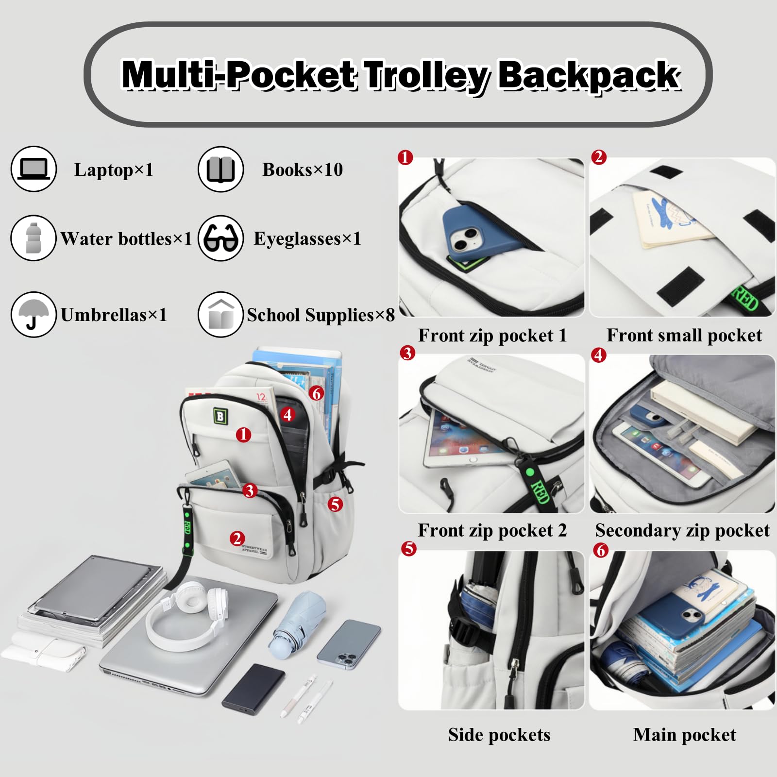 Rolling Backpack for Boys & Kids - Wheeled School Backpack with Trolley Handle for Teens & Elementary Students - Perfect for School, Travel, and Daily Commute